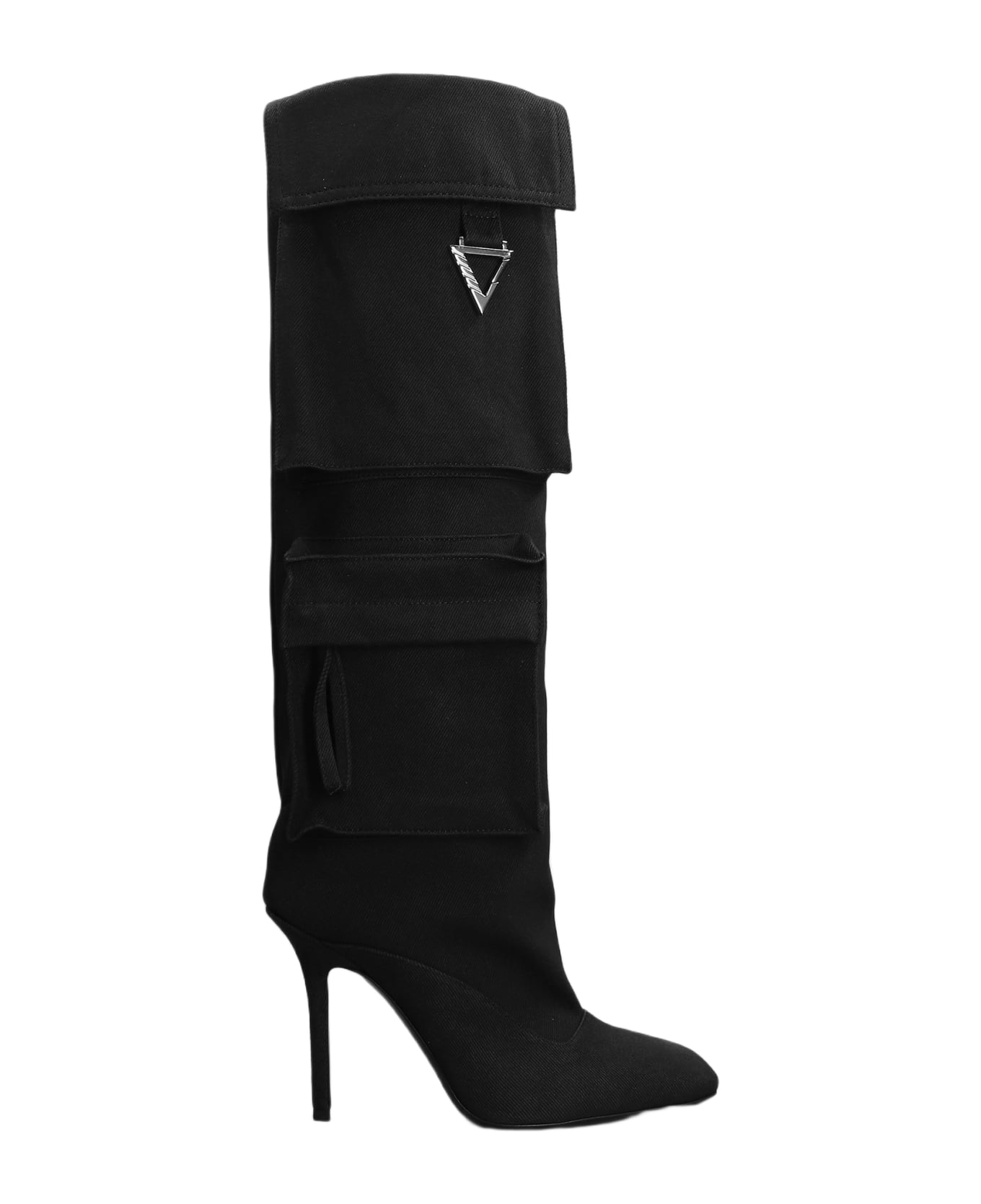 The Attico Sienna Tube High Heels Boots In Black Canvas - black ブーツ
