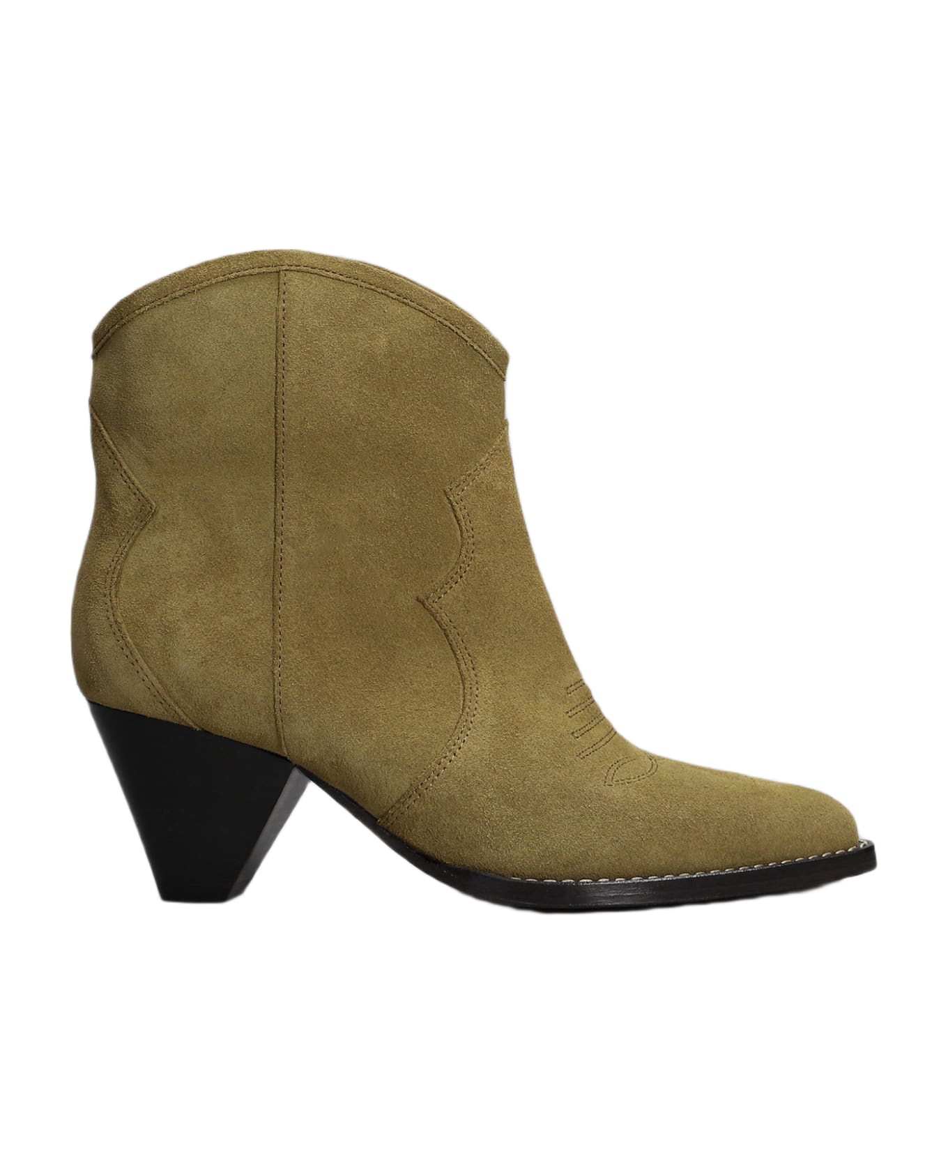 Isabel Marant Darizio Low Heels Ankle Boots In Taupe Suede - Dove Grey