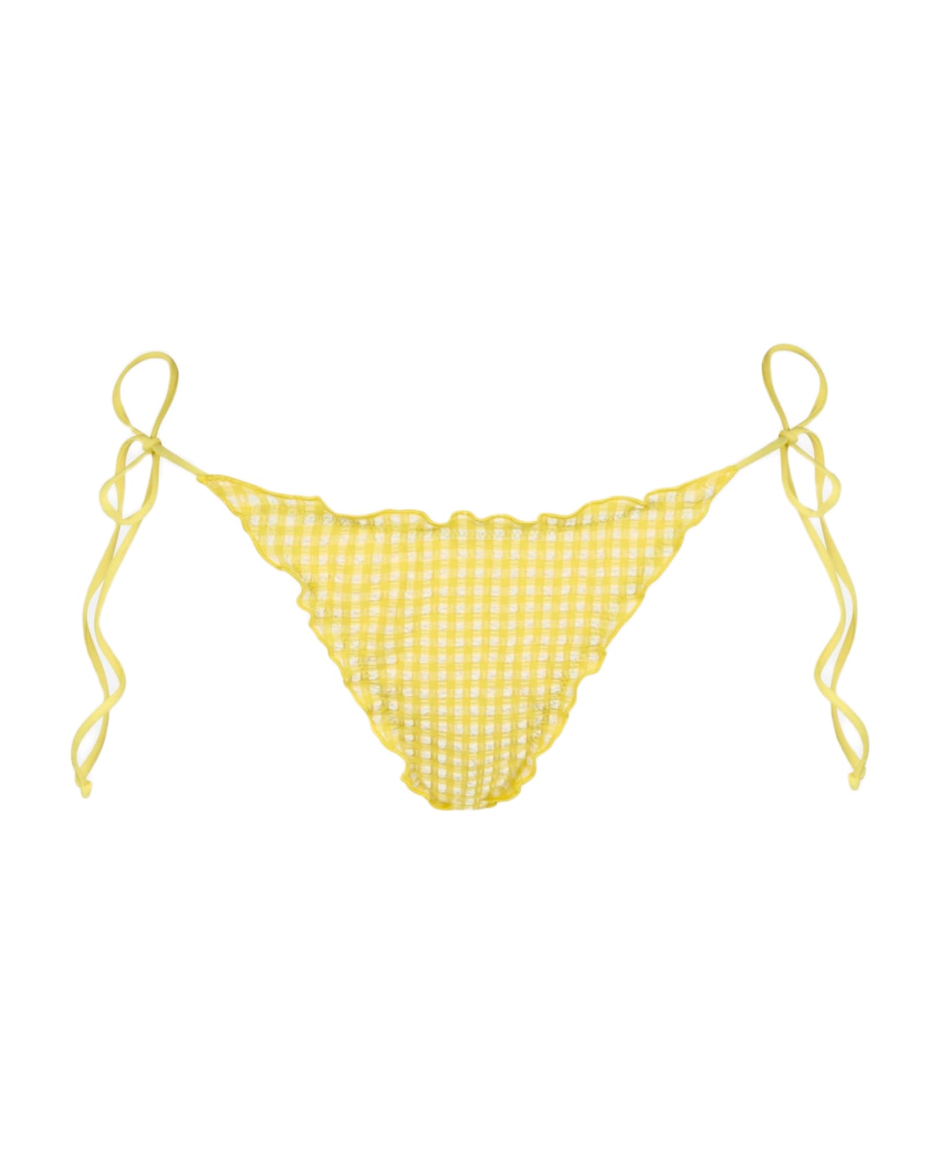 MC2 Saint Barth Woman Seersucker Cheeky Swim Briefs Miami - YELLOW