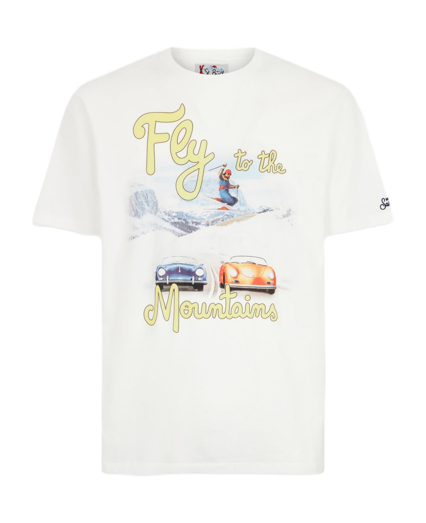 MC2 Saint Barth Man Heavy Cotton T-shirt With Mountains And Cars Print - unknown