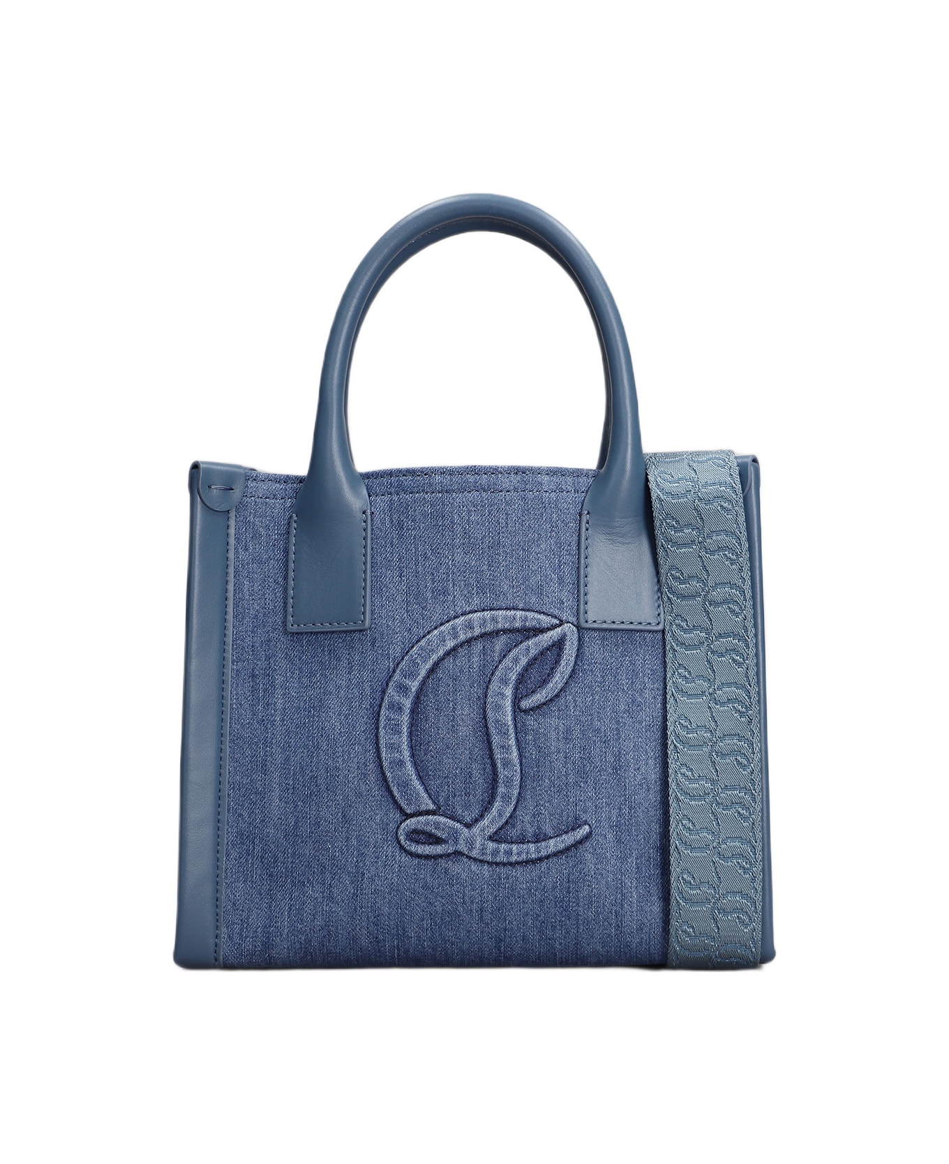 Christian Louboutin By My Side Mini Tote In Blue Cotton - Blue/jeans/blue