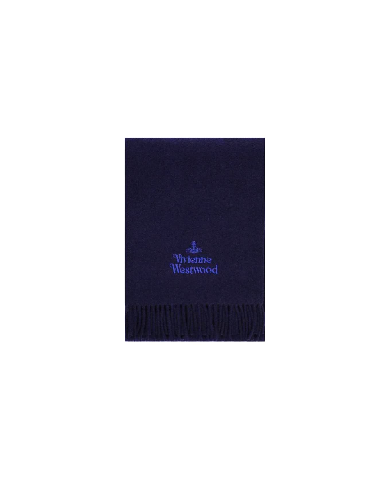 Vivienne Westwood Navy Wool Scarf - Blue