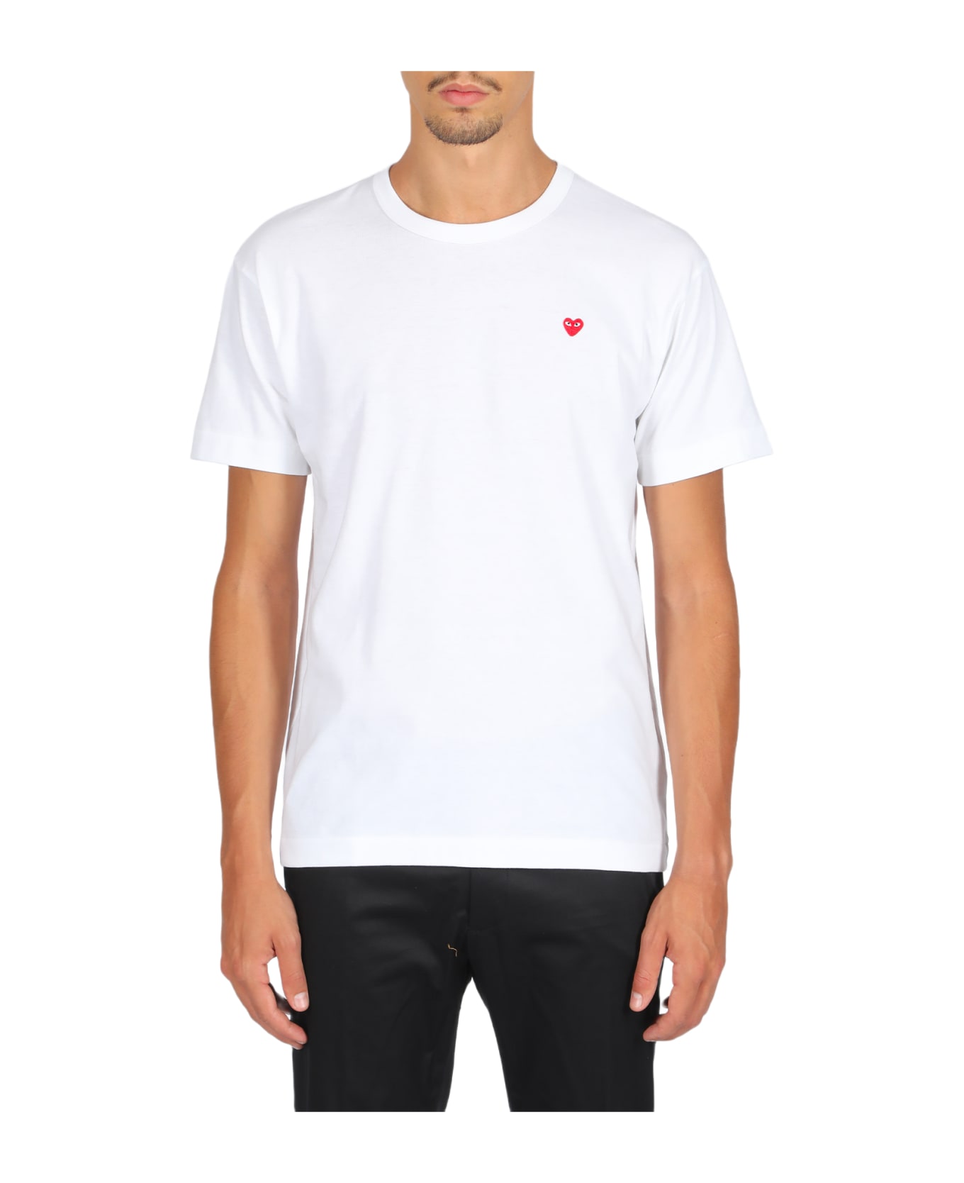 Comme des Garçons Play Small Heart Patch T-shirt White cotton t-shirt with small heart - Bianco