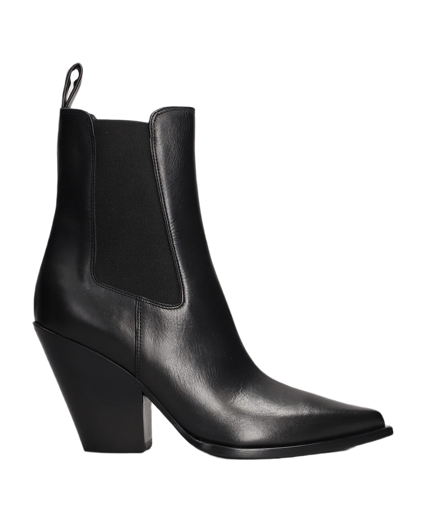 Elena Iachi Texan Ankle Boots In Black Leather - black