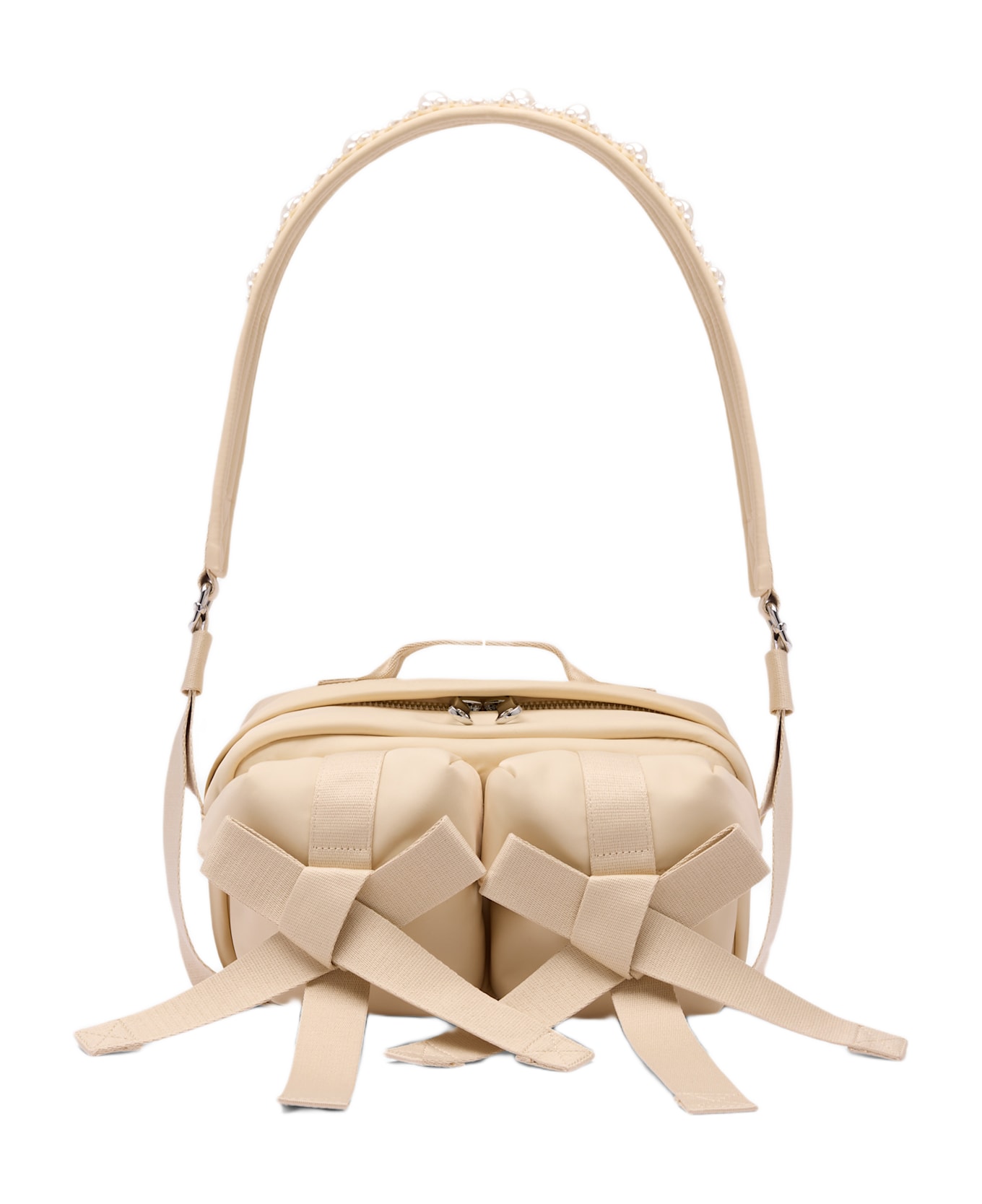 Simone Rocha Beaded Classic Bow Crossbody Bag - Beige
