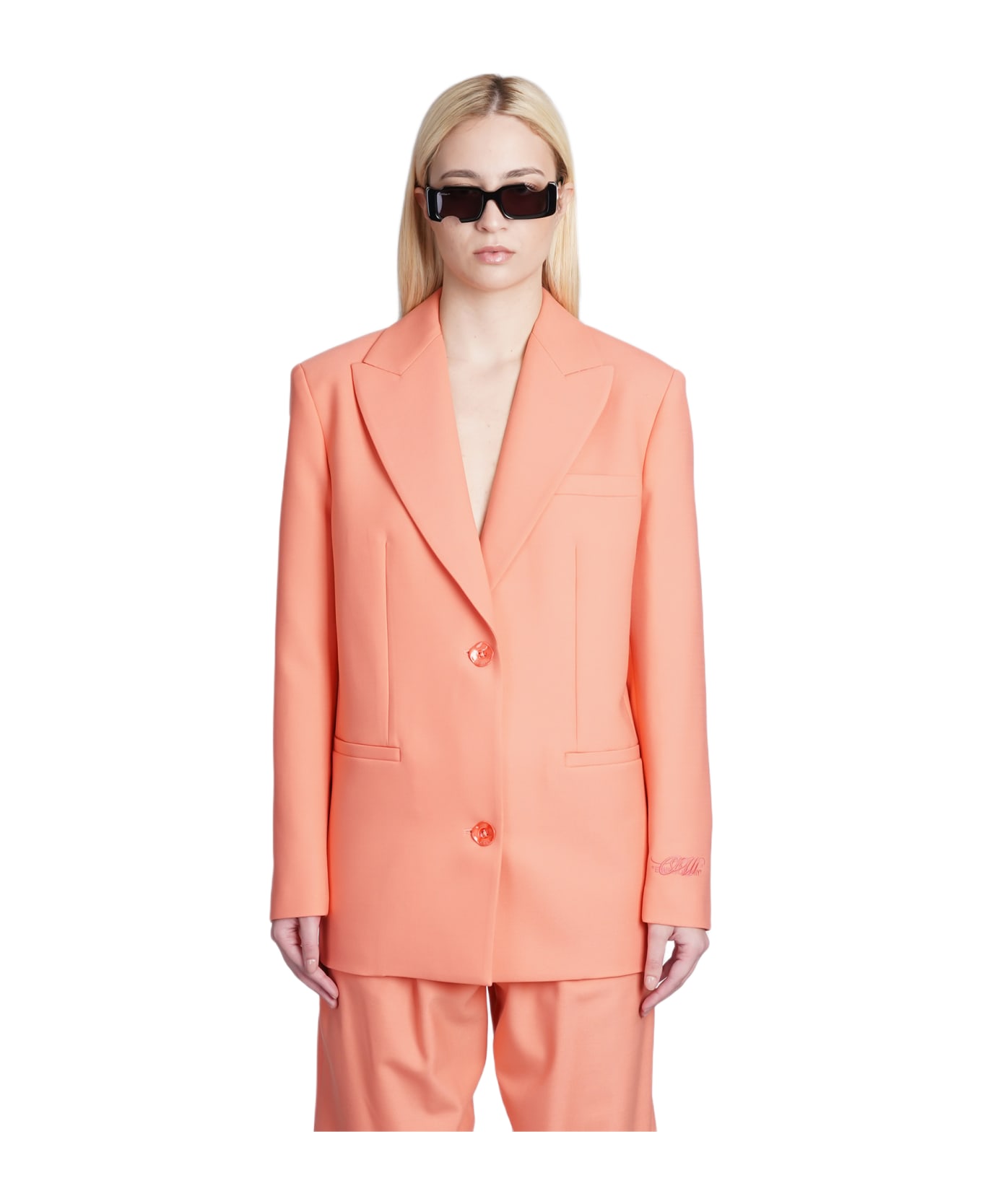 Off-White Tomboy Single-breasted Long-sleeved Blazer - CORAL