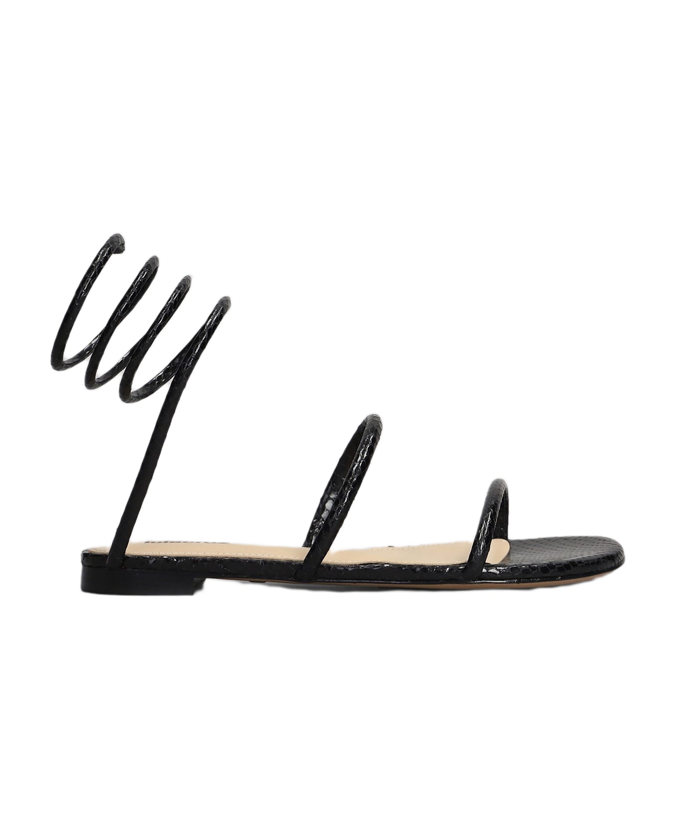 Lola Cruz Greta Flat Flats In Black Leather - black