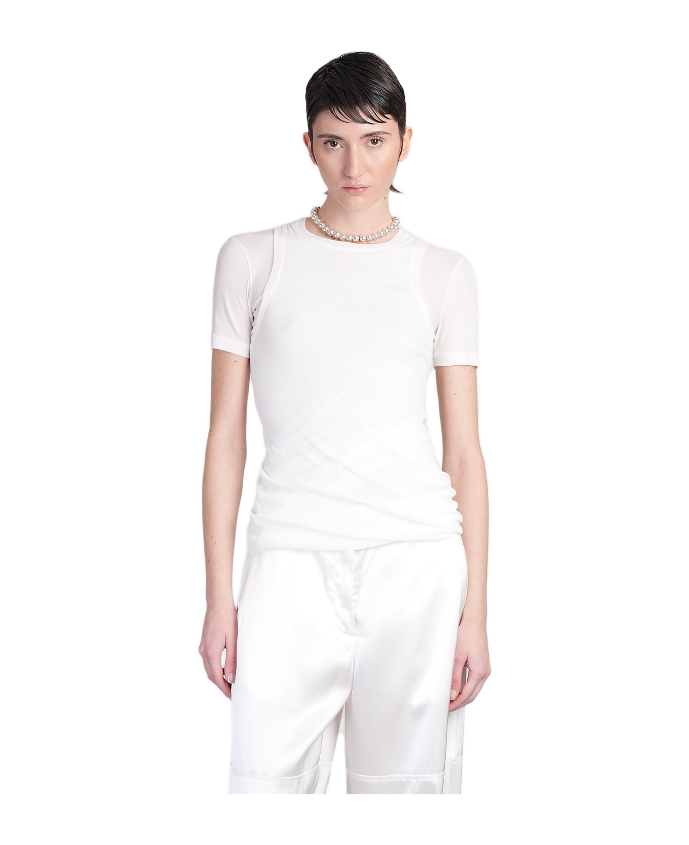 Jil Sander Top Cn Ls Topwear In White Cotton - white