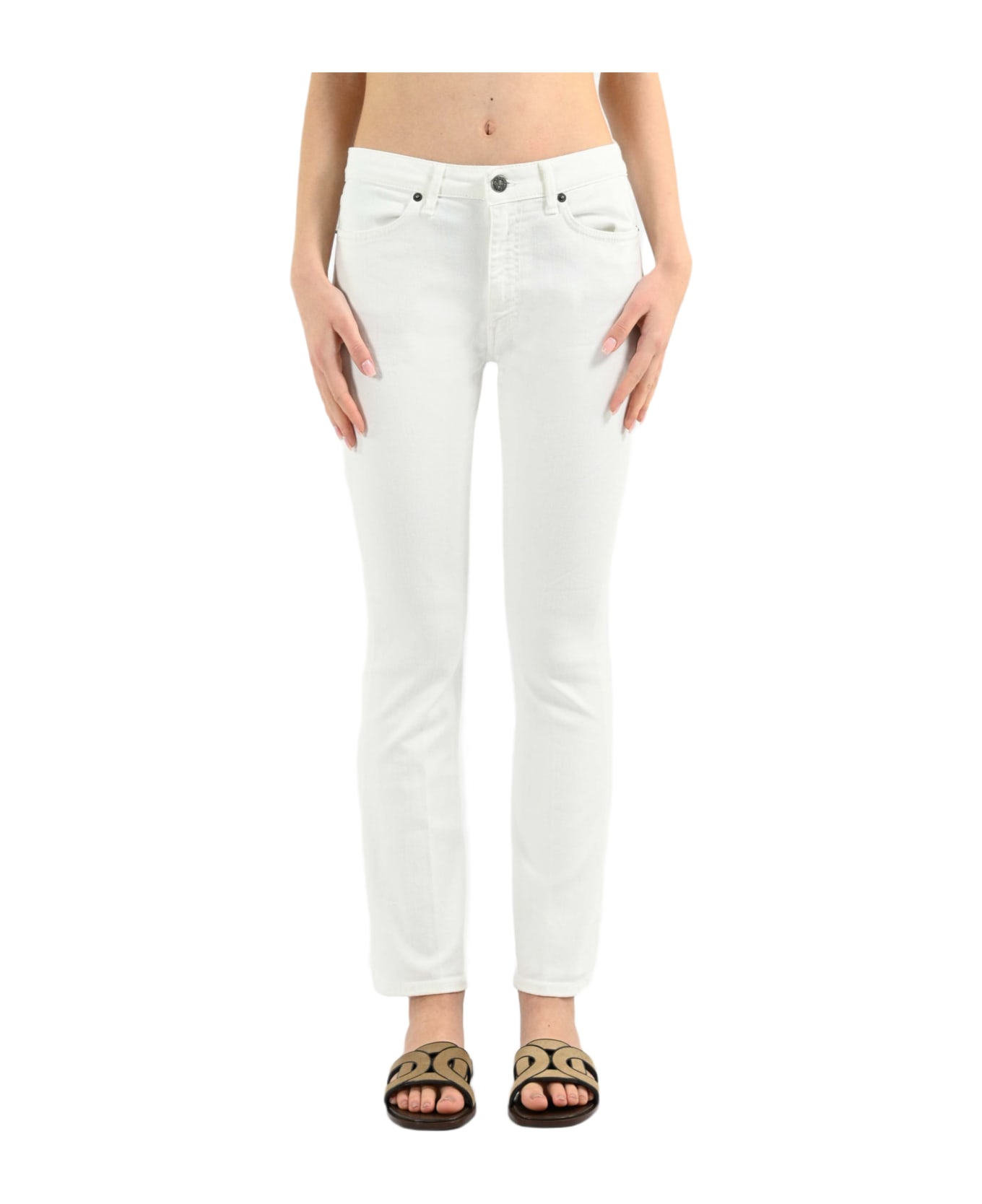 Dondup Mandy Super Skinny Bootcut Jeans In Bull Stretch - Bianco