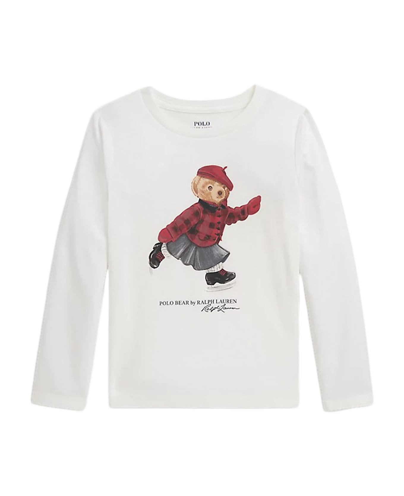 Polo Ralph Lauren Cotton Sweater With Polo Bear Print - White
