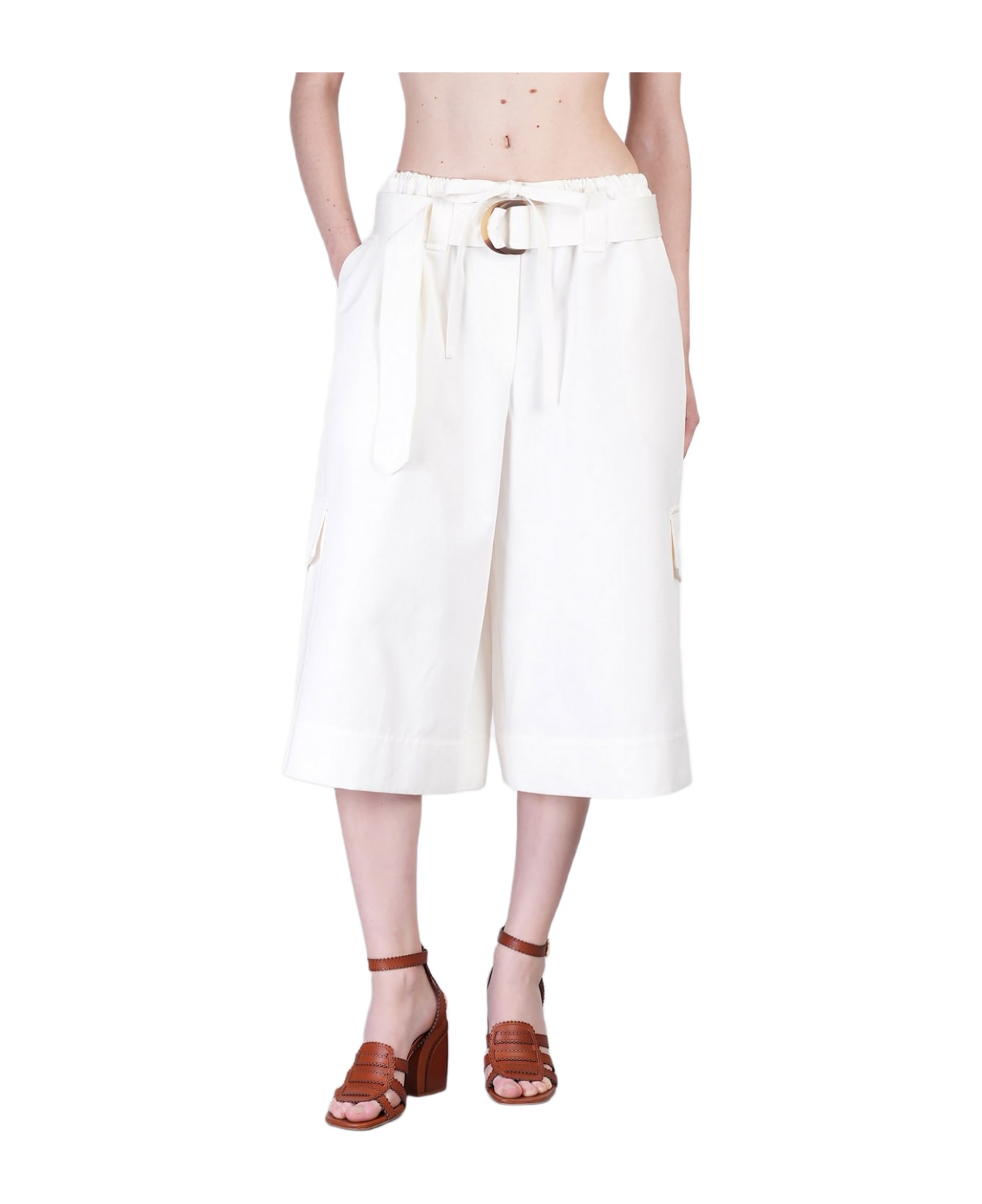 Zimmermann Shorts In White Cotton - white