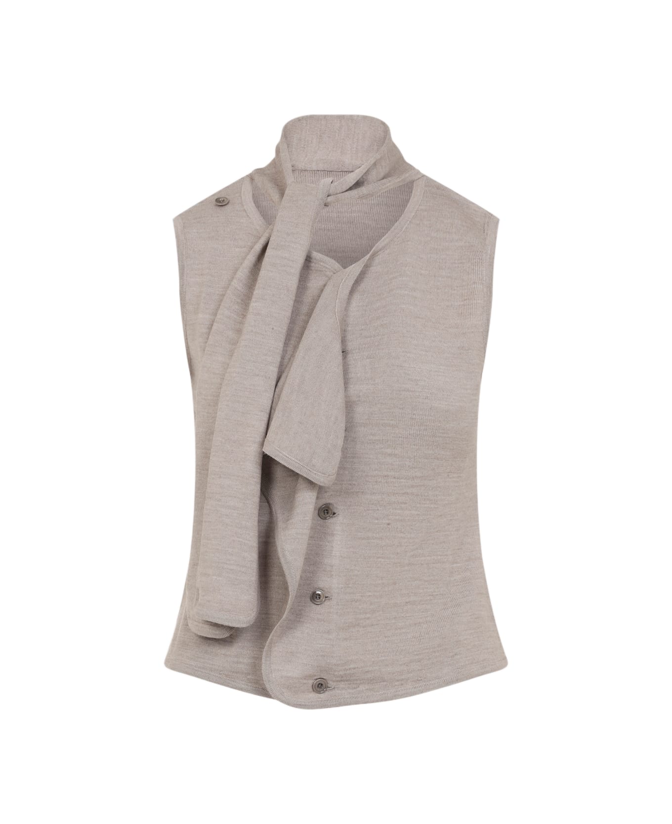 Lemaire Asymmetrical Sleeveless Cardigan - Light Taupe