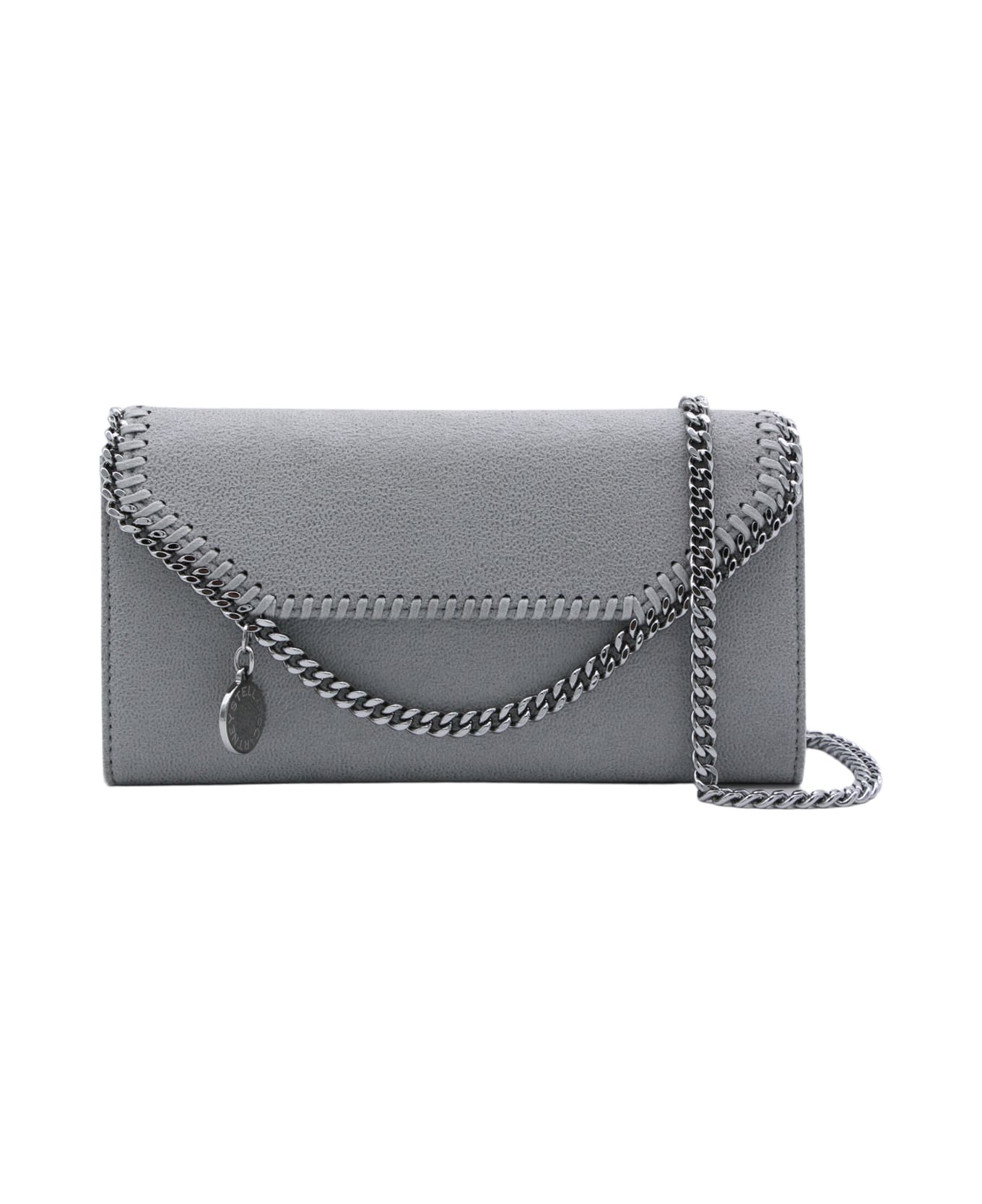 Stella McCartney Light Grey Faux Leather Continental Wallet Crossbody Bag - Grey