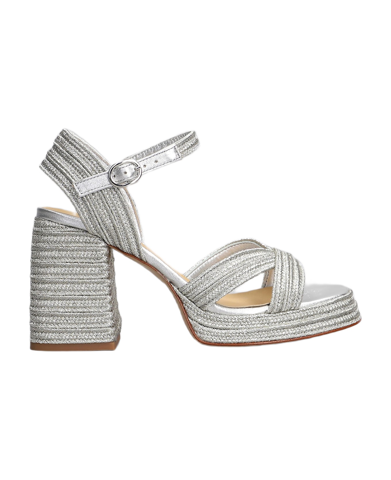 Castañer Valle-142 Sandals In Platinum Fabric - platinum