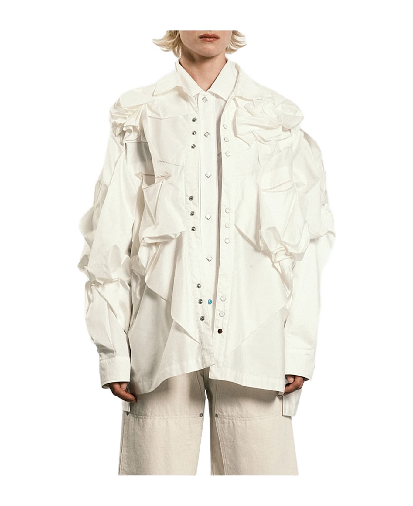 Tanaka Flower Western Shirt - White