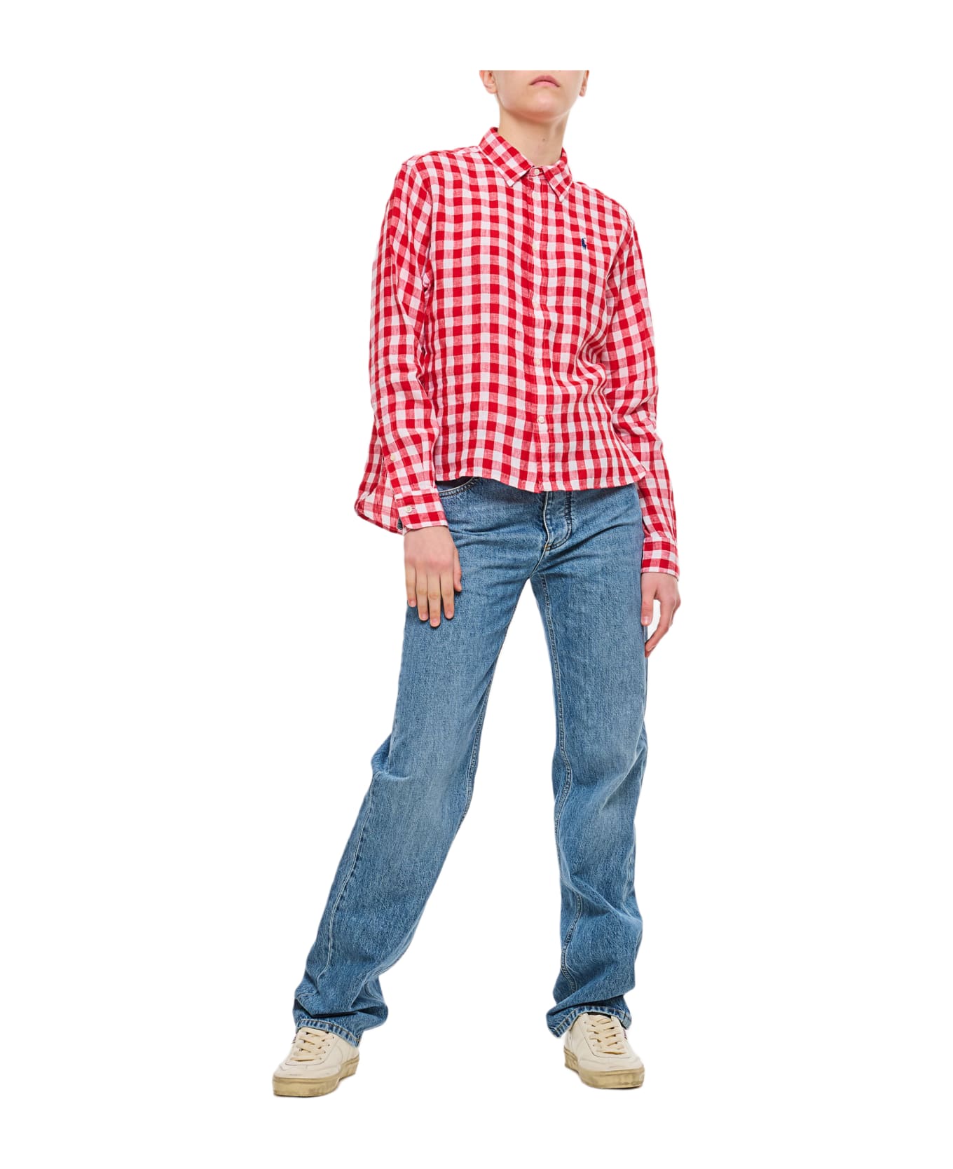Polo Ralph Lauren Linen Crop Shirt - Red シャツ