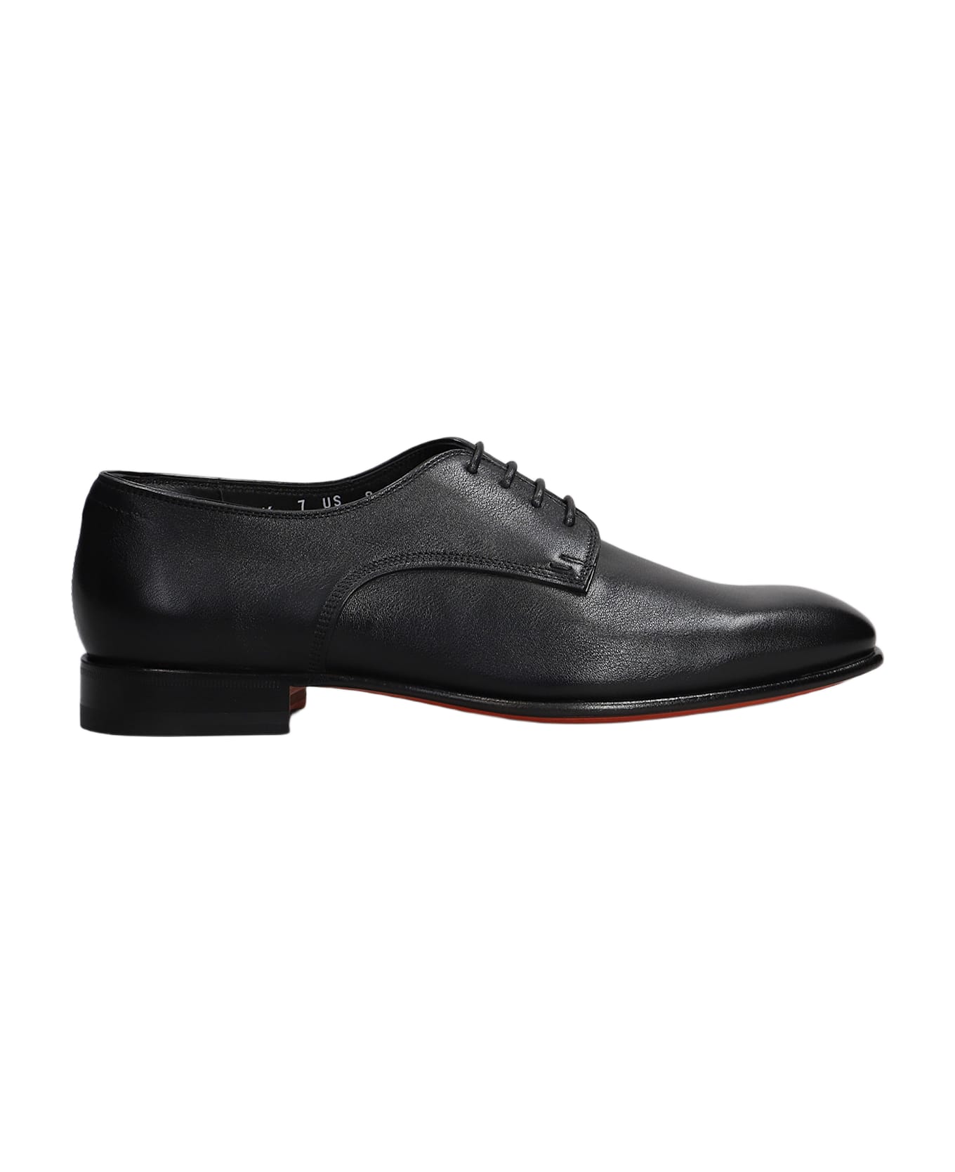 Santoni Archer Lace Up Shoes In Black Leather - black