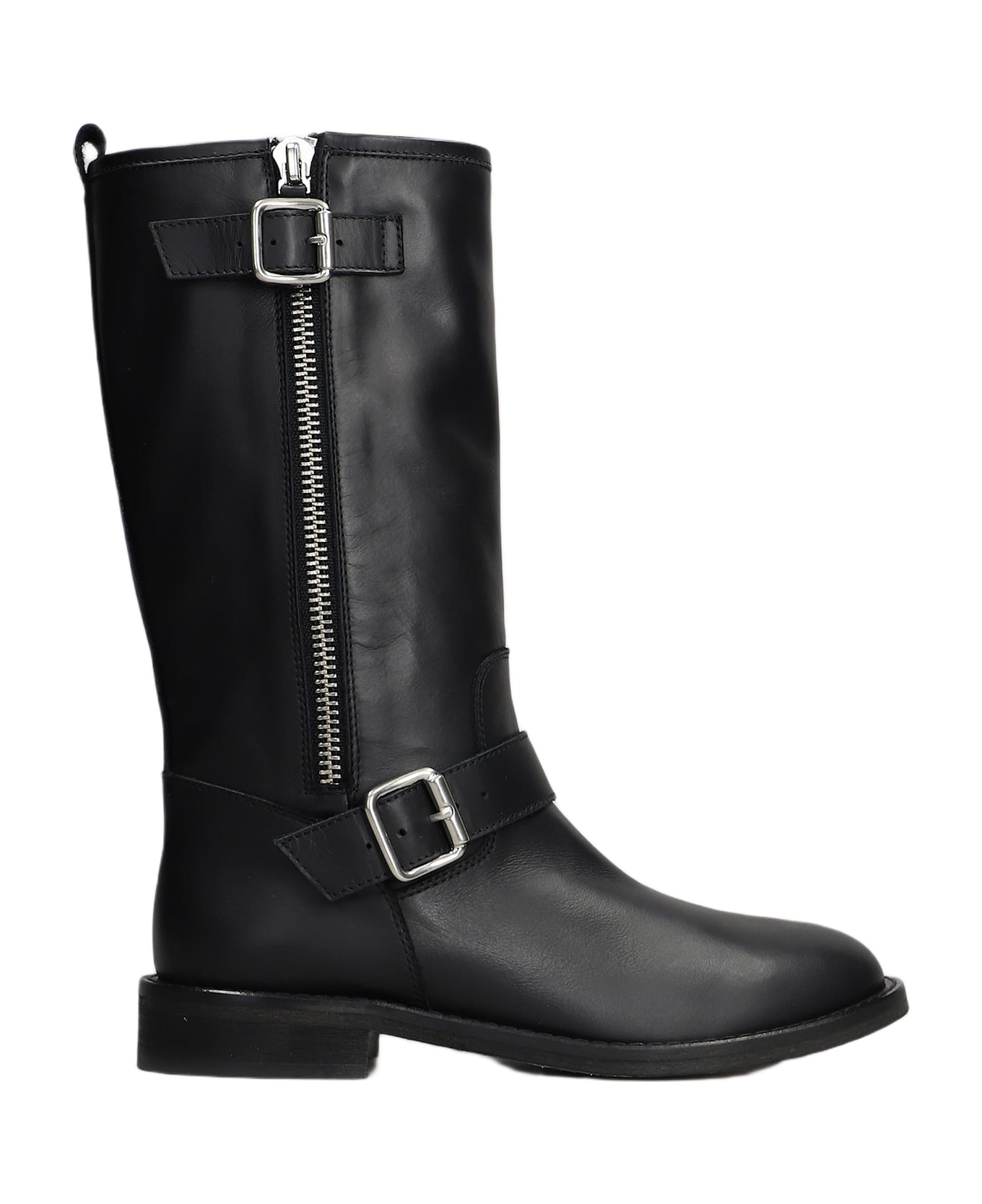 Via Roma 15 Low Heels Ankle Boots In Black Leather - black