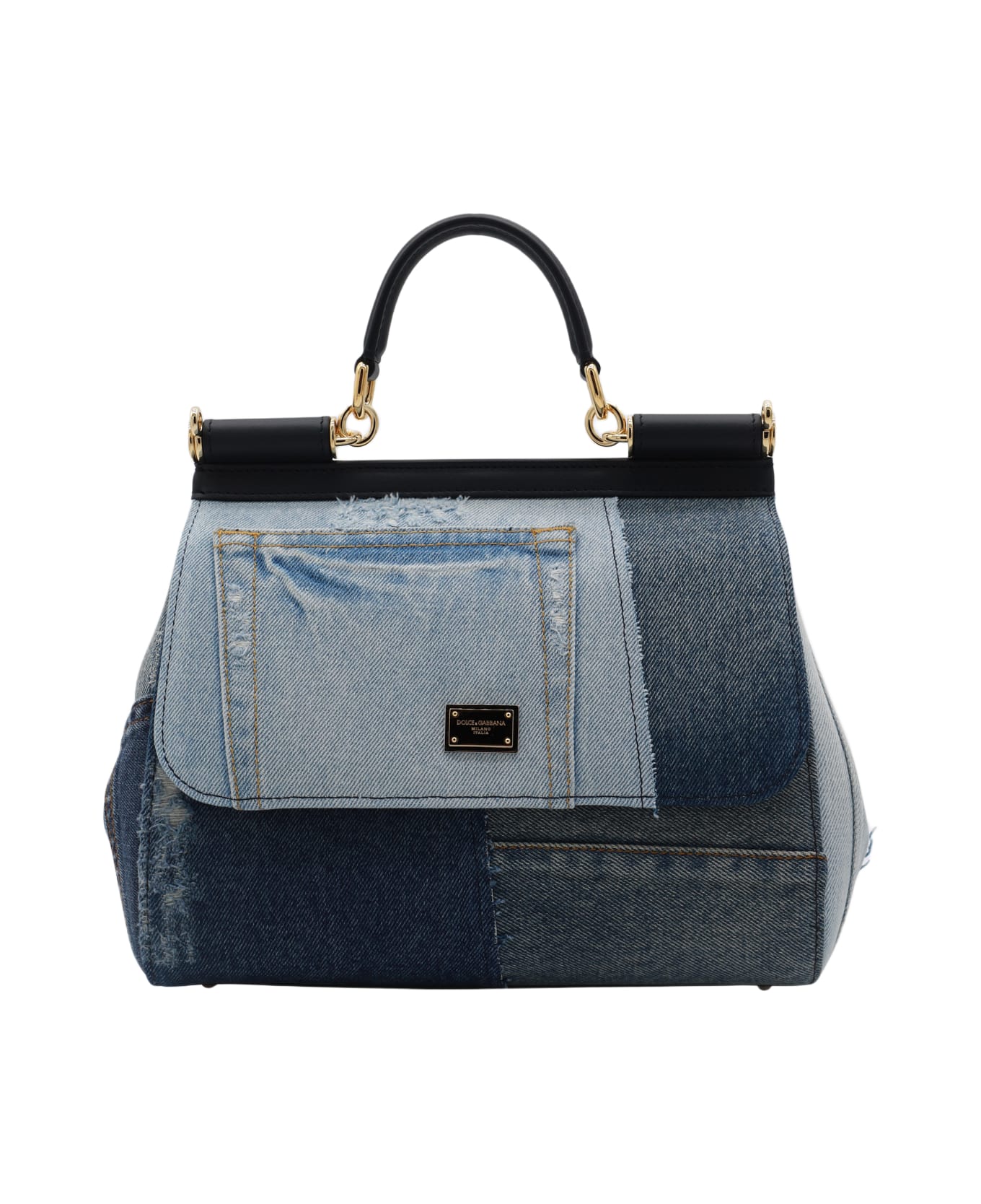 Dolce & Gabbana Denim Leather Sicily Handle Bag - Denim