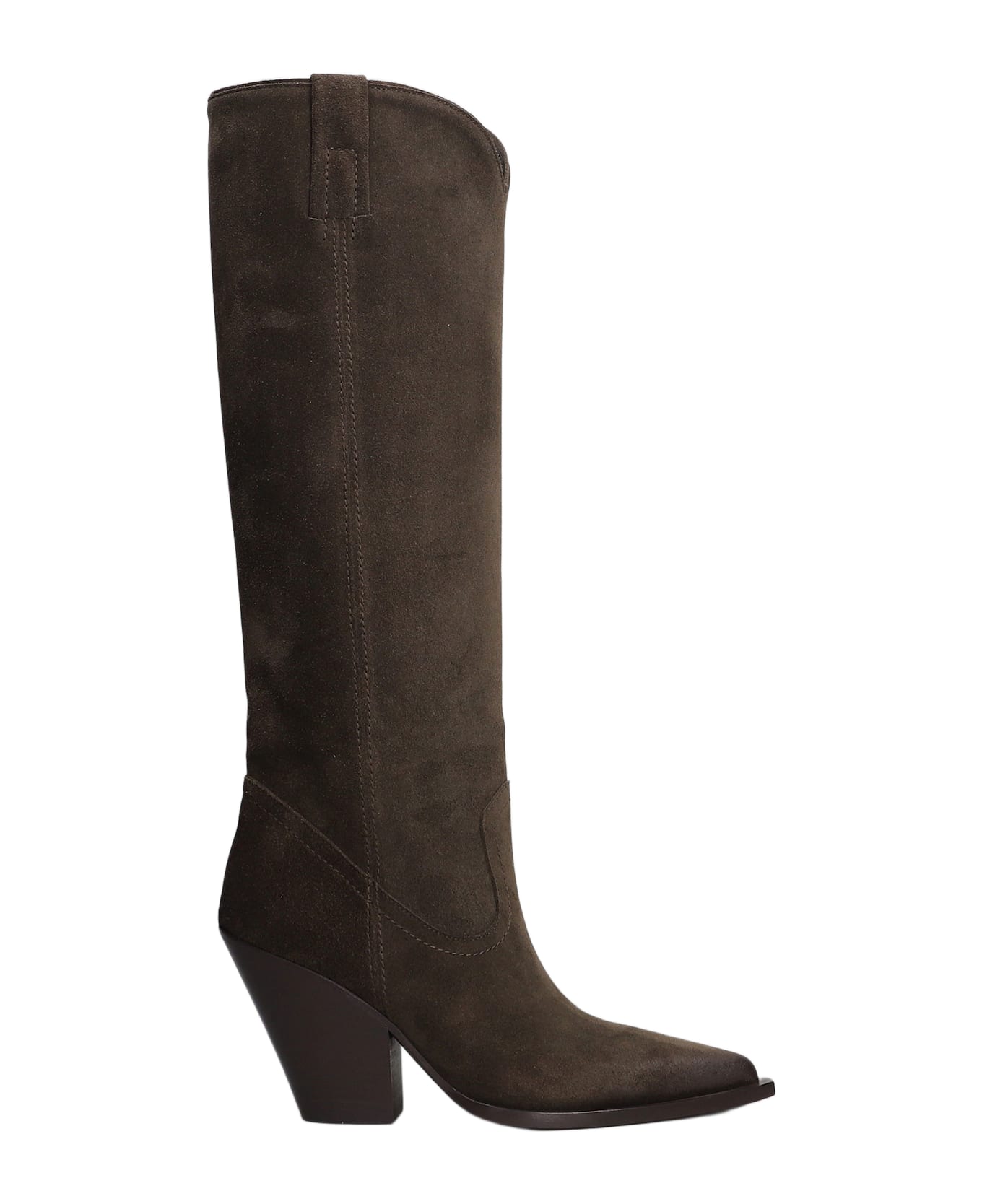 Elena Iachi Texan Boots In Brown Suede - brown