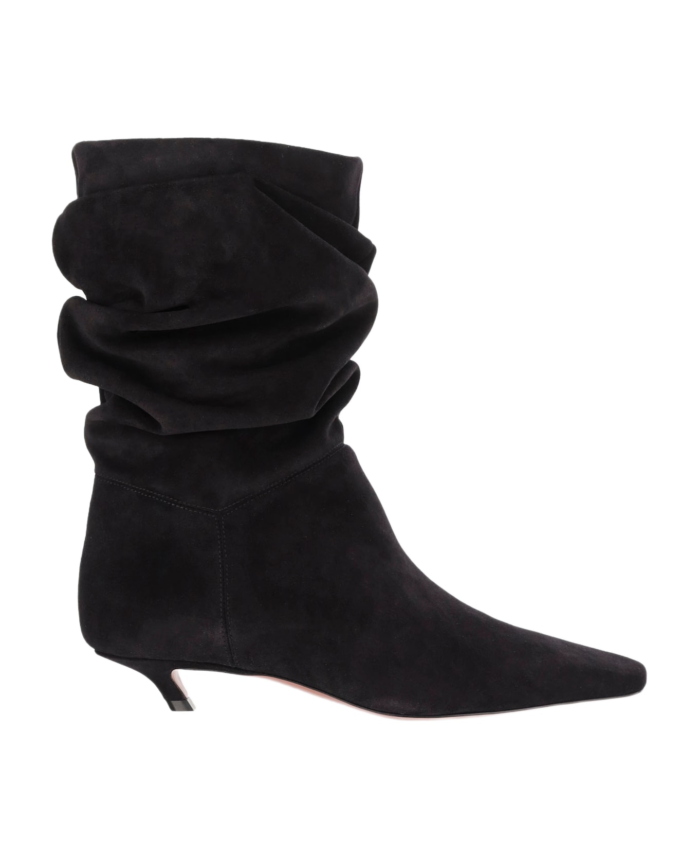 Amina Muaddi Jamie Boots In Suede Leather - Black
