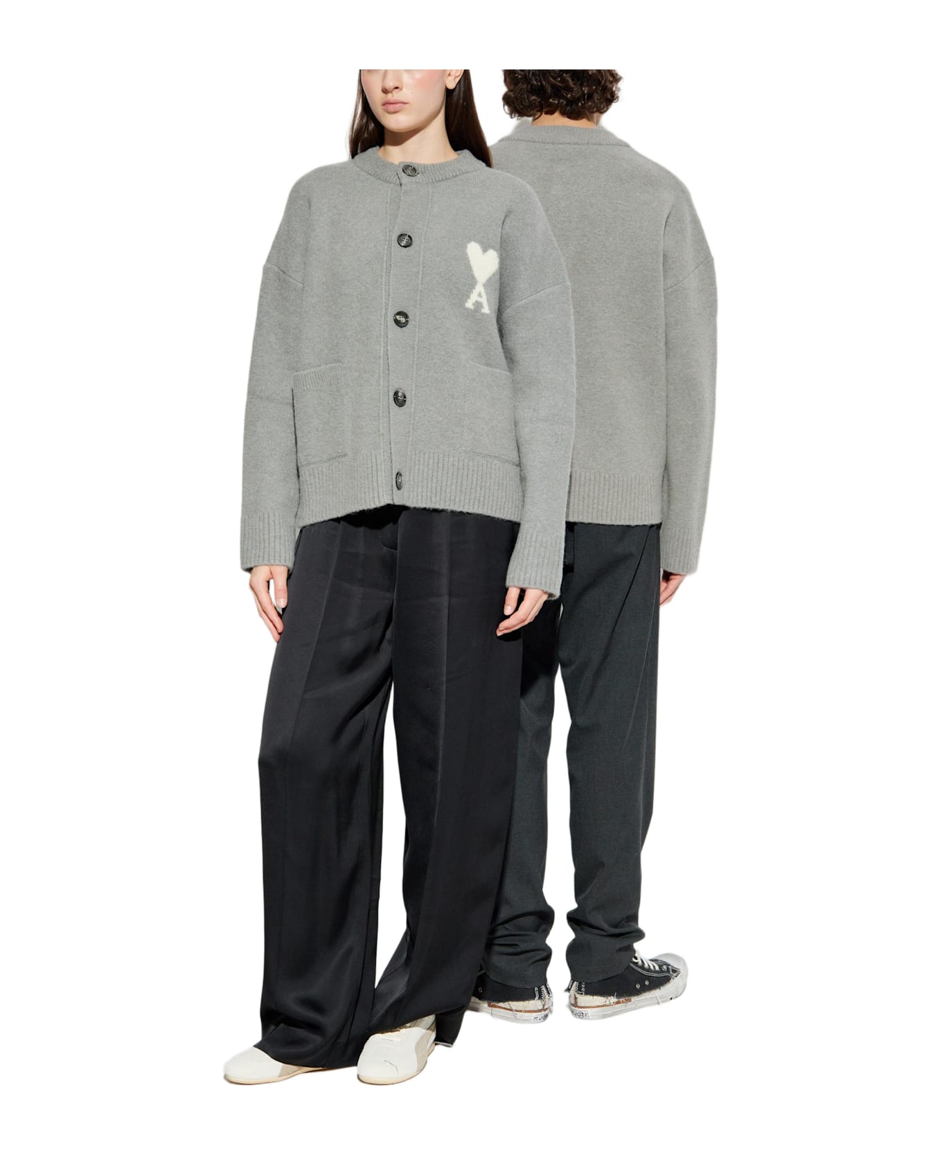 Ami Alexandre Mattiussi Cardigan With Logo - GREY