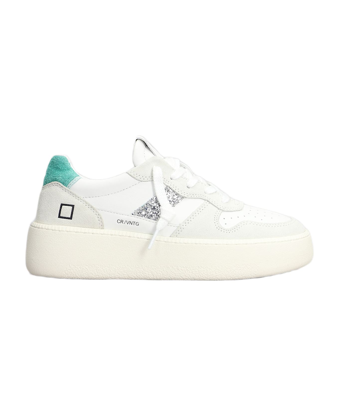 D.A.T.E. Court Platform Sneakers In White Suede And Leather - white