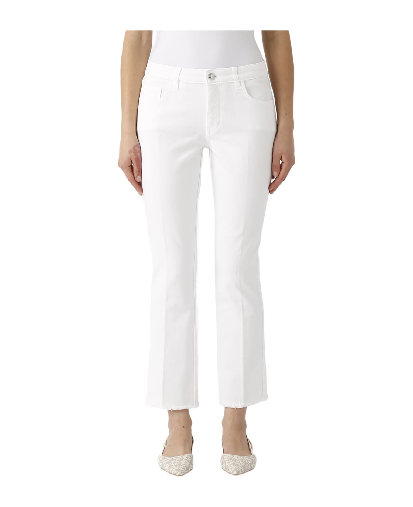 Fay Pant. Cropped F.do Frangia Jeans - BIANCO