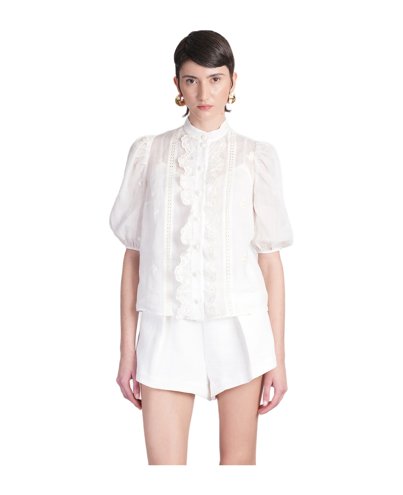Zimmermann Shirt In White Ramie - white