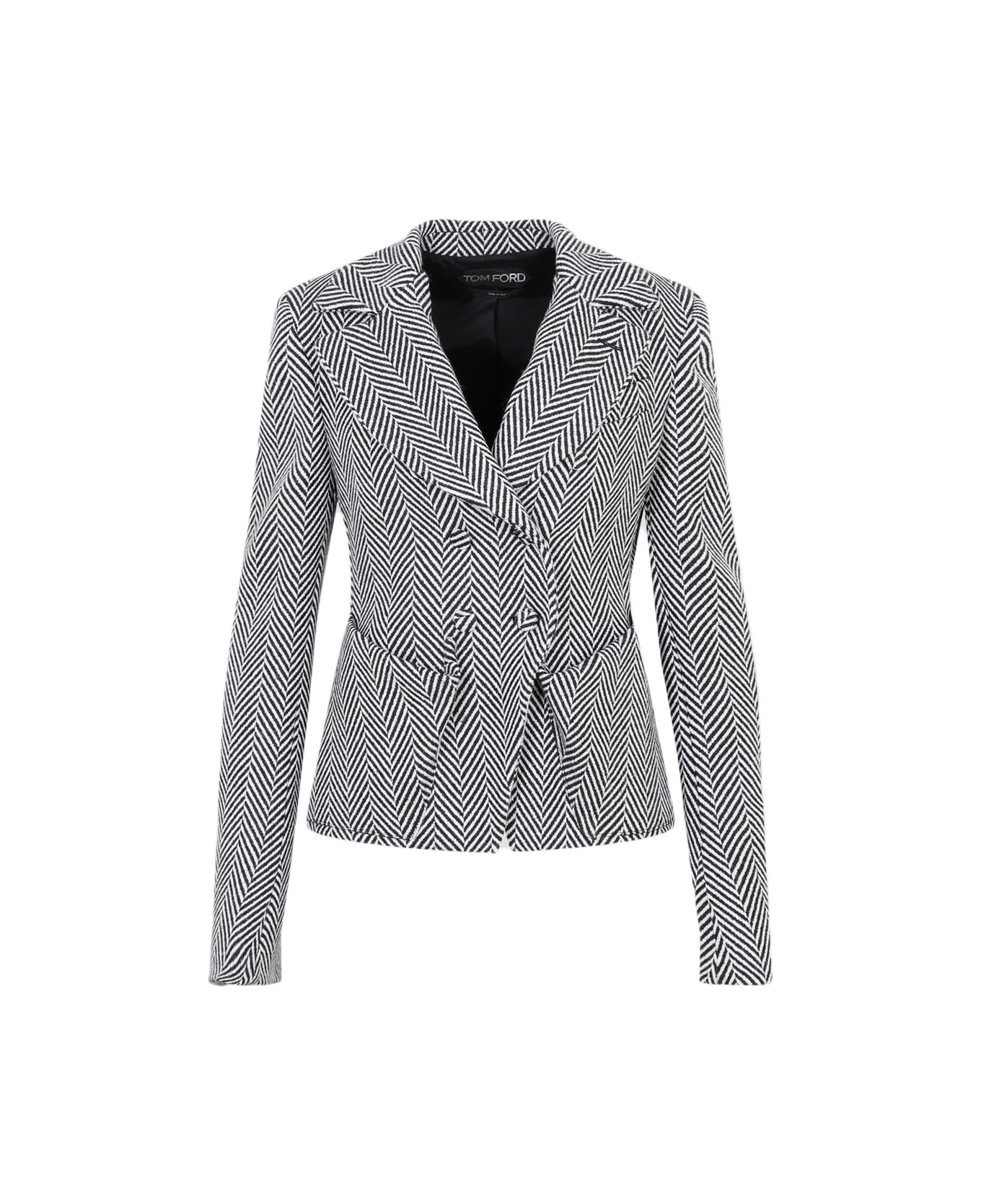 Tom Ford Chevron Fitted Jacket - Zlbaw Black White