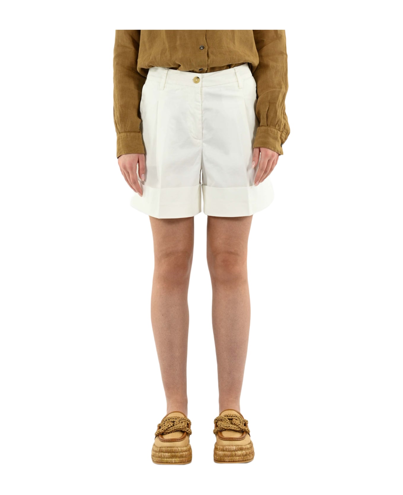 Fay High Turn-up Shorts - White ショートパンツ