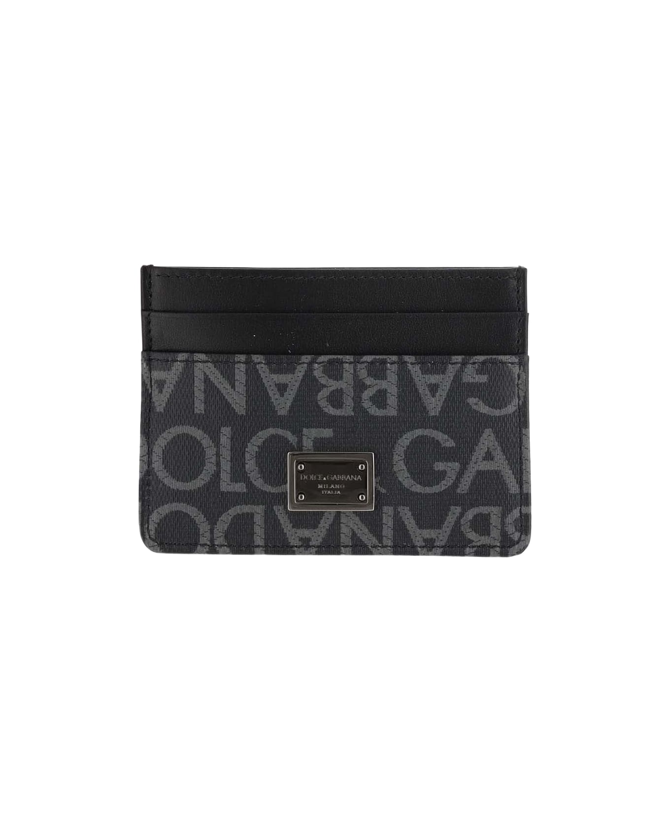 Dolce & Gabbana Coated Jacquard Card Holder - Black