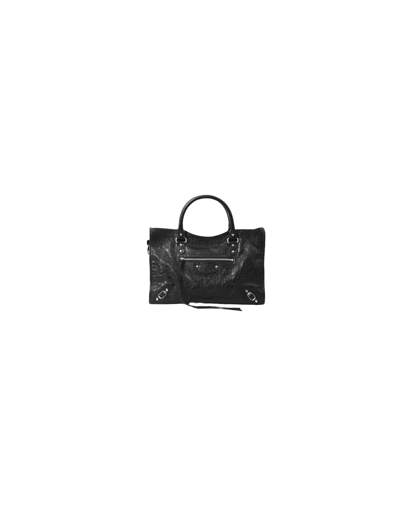 Balenciaga Black Leather Le City Medium Top Handle Bag - Black