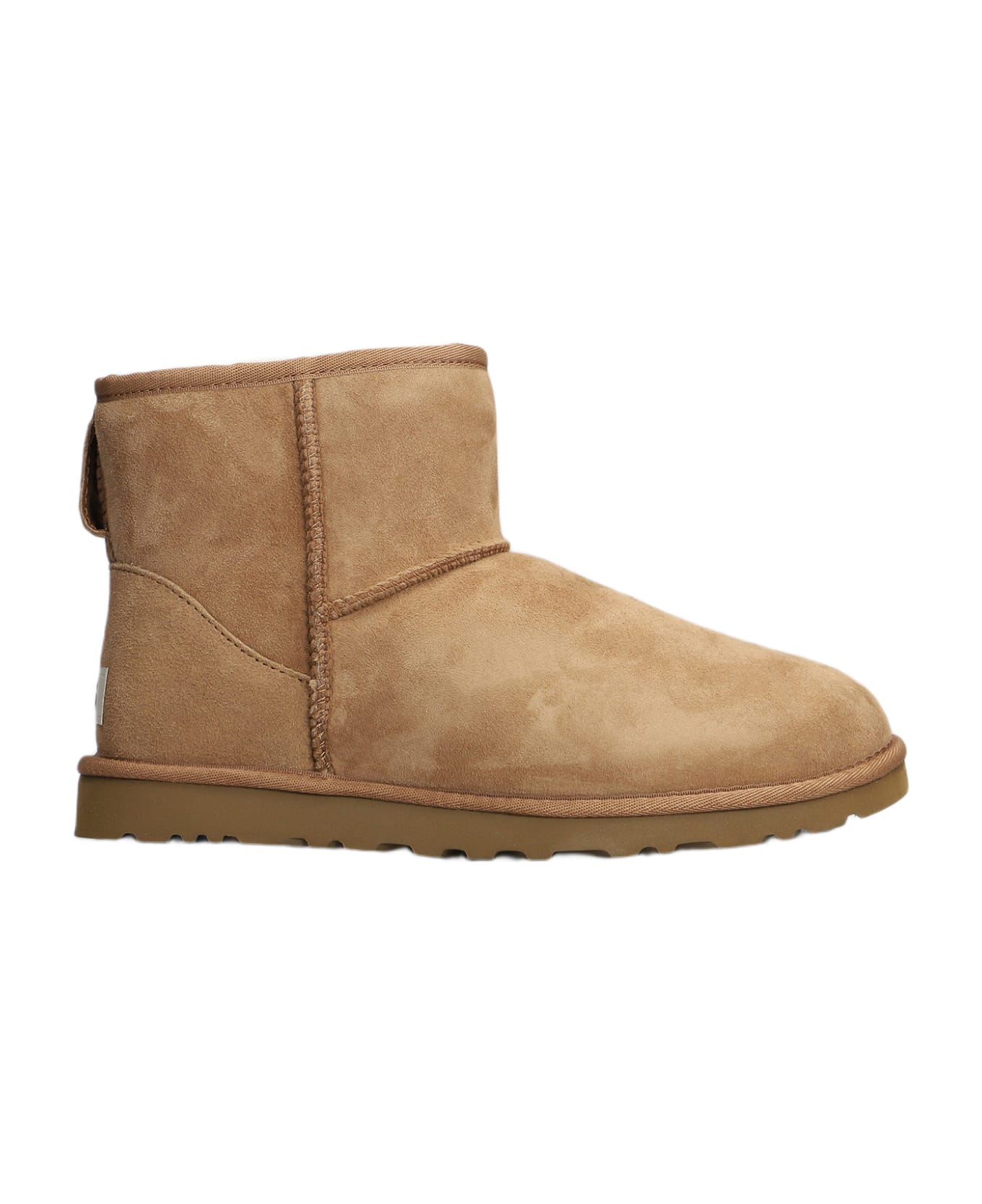 UGG Classic Mini Low Heels Ankle Boots In Leather Color Suede - leather color