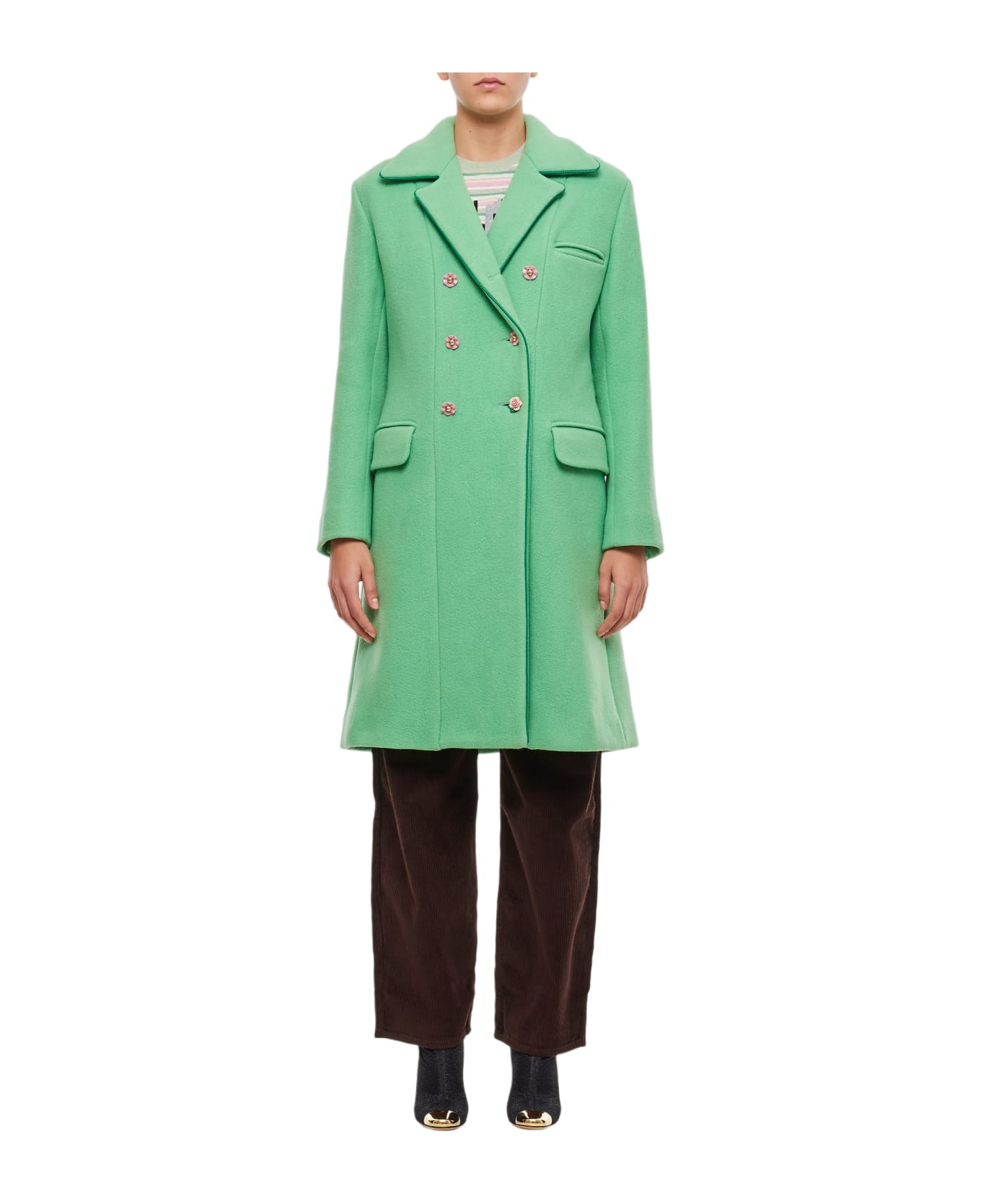 Cormio Double Breasted Sartorial Coat - Green