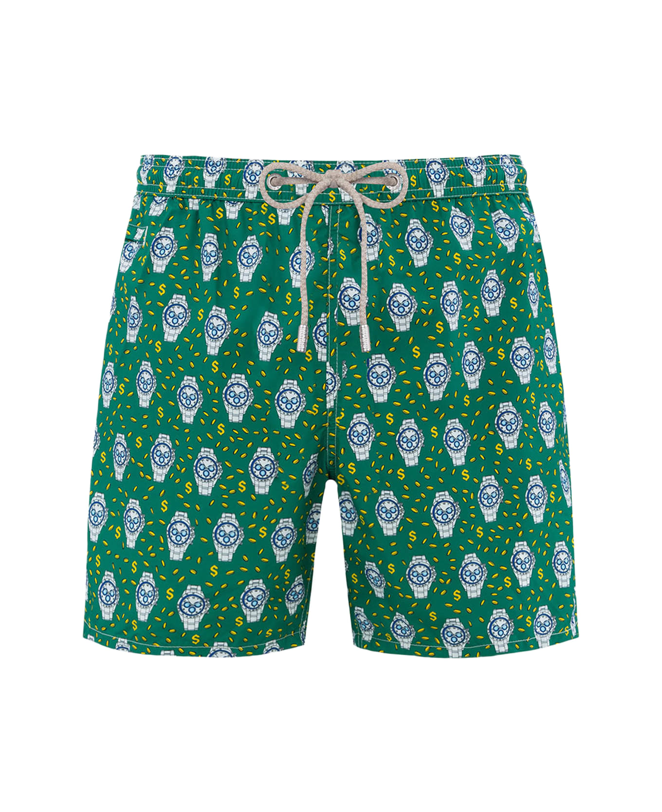 MC2 Saint Barth Man Lightweight Fabric Swim-shorts Lighting Micro Fantasy With Watches Print - unknown