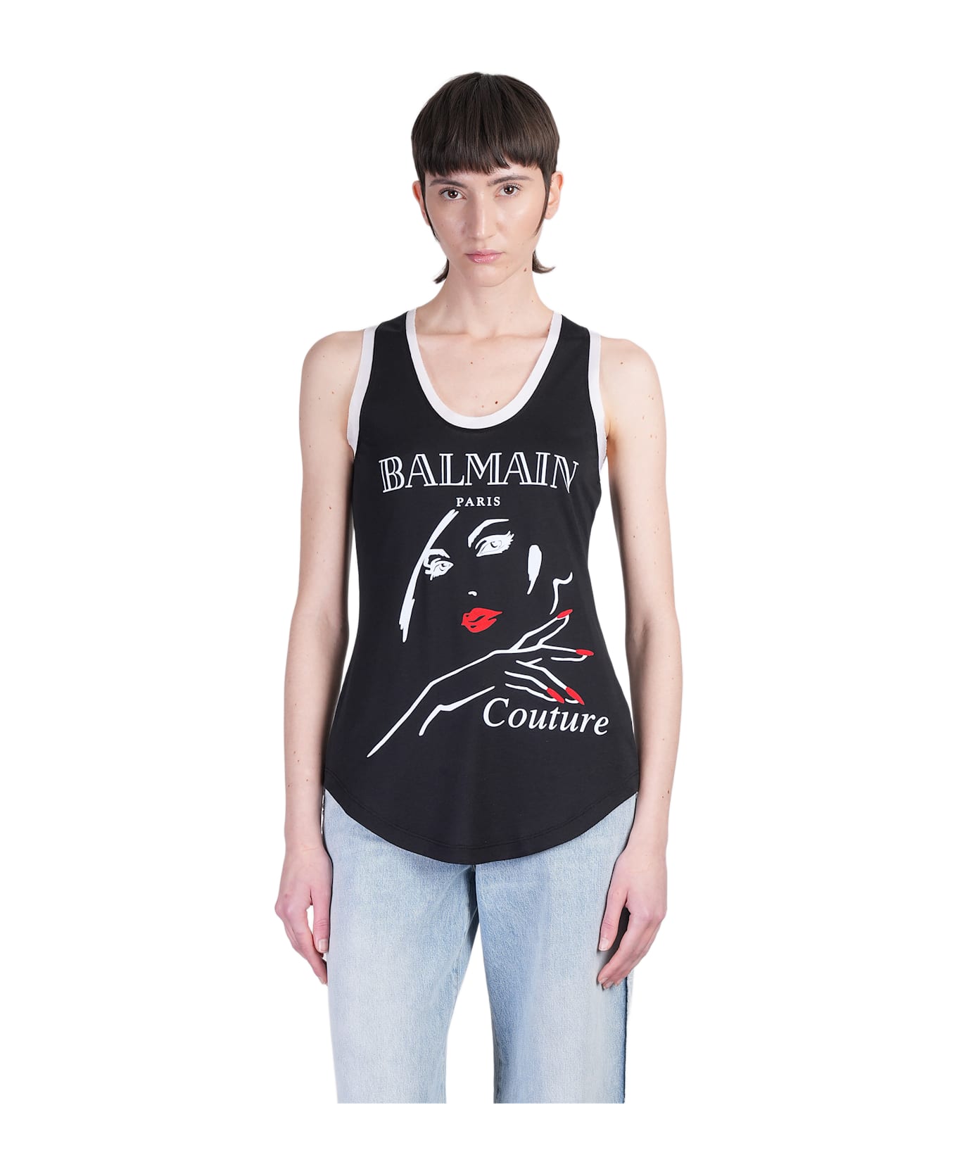Balmain Tank Top In Black Wool And Polyester - black