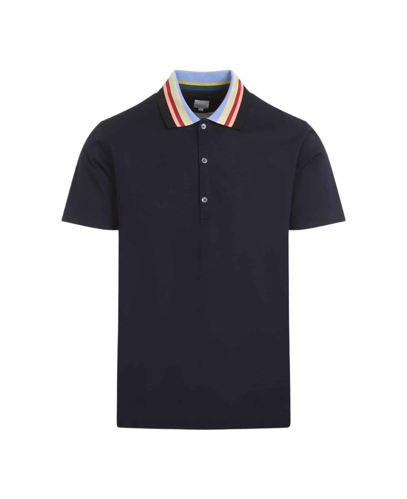 Paul Smith Stripe Collar Polo Shirt - Very Dark Navy
