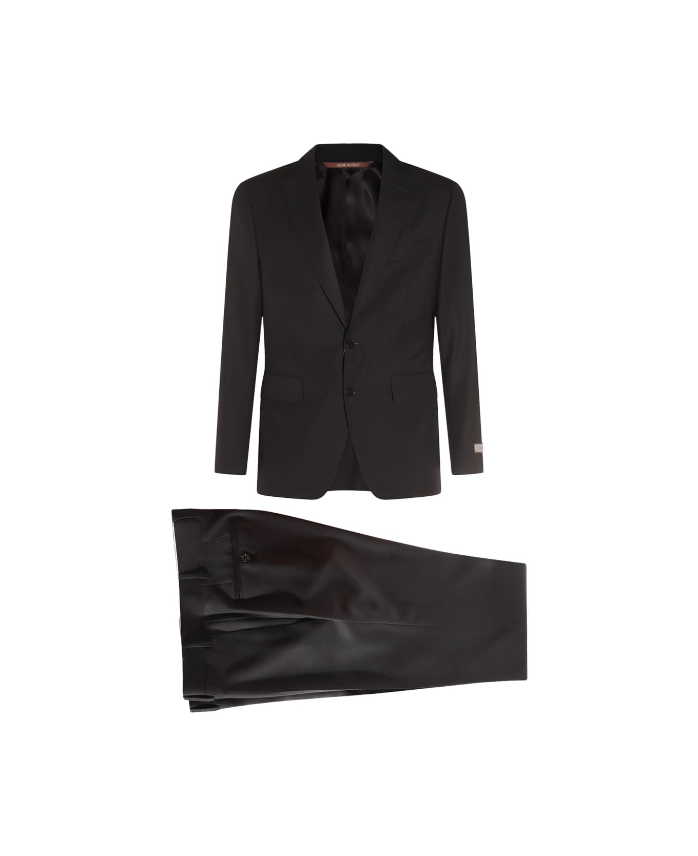 Canali Black Wool Suits - Black