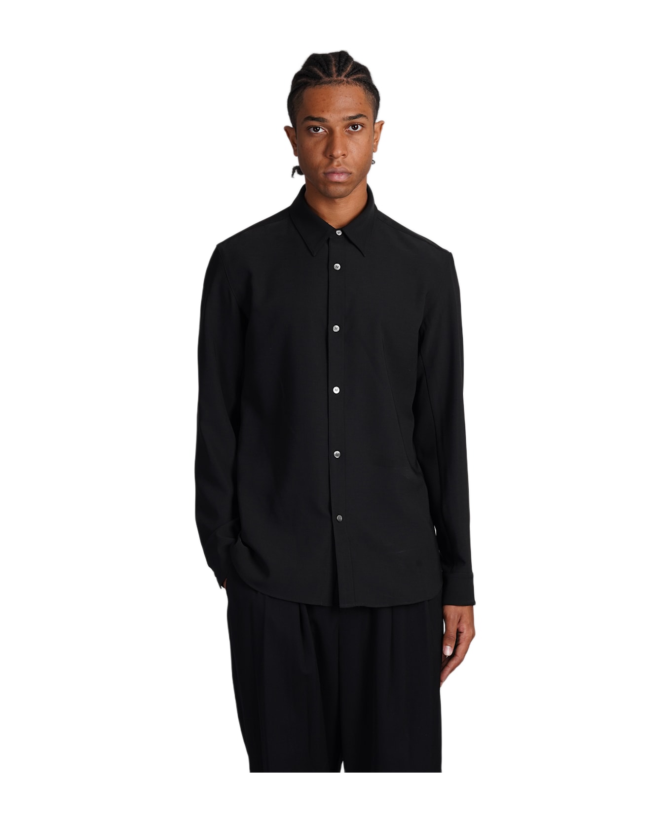 Attachment Shirt In Black Polyester - black