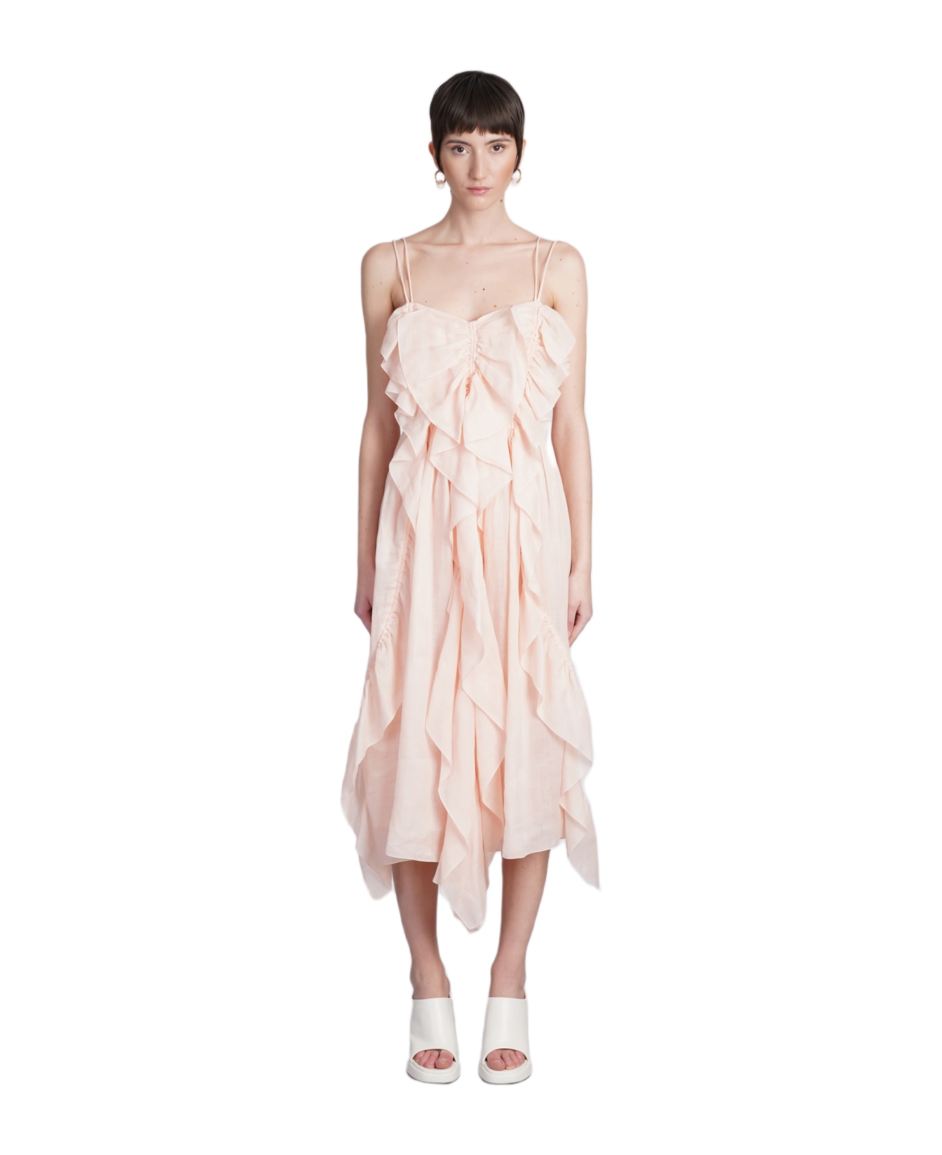 Chloé Dress In Rose-pink Ramie - rose-pink