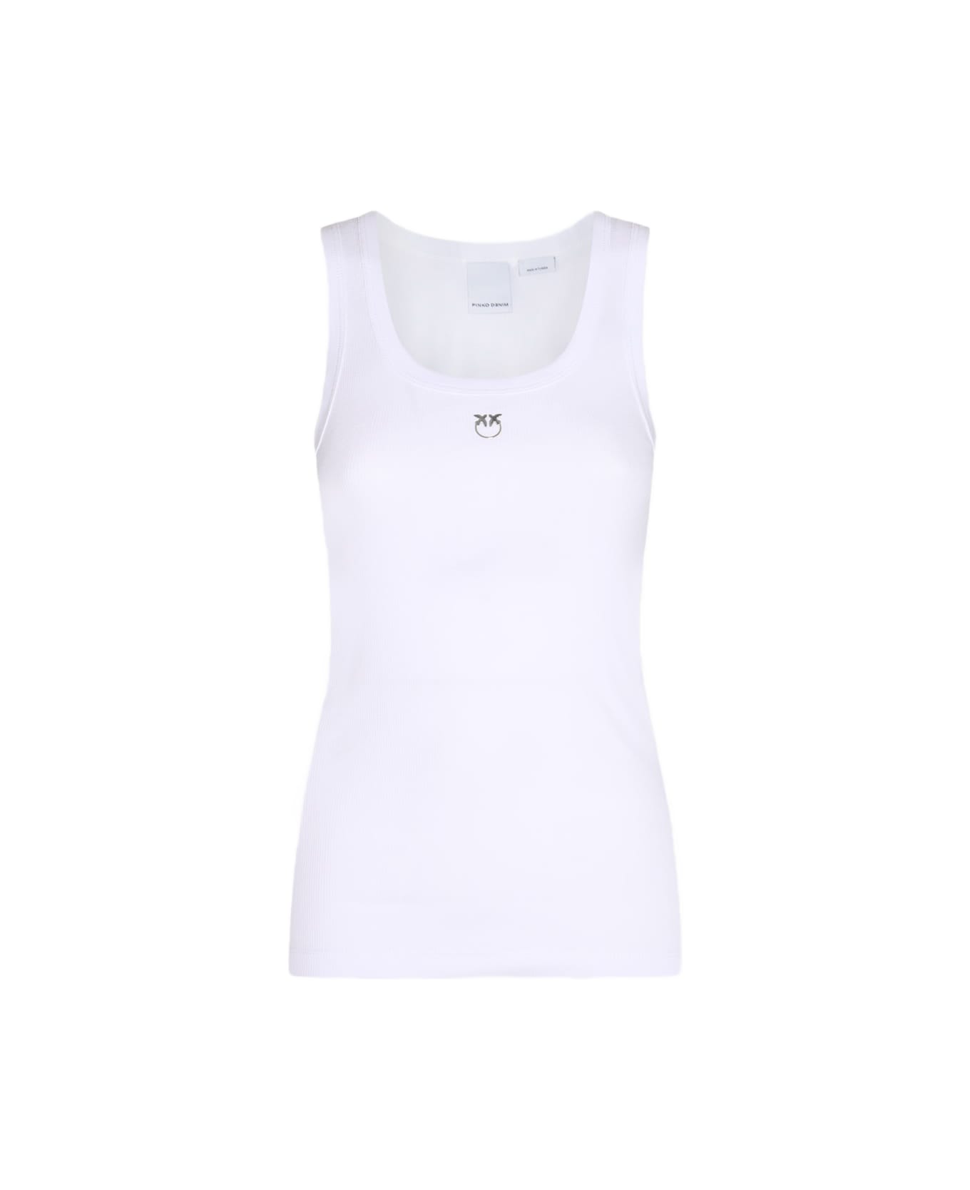 Pinko Cotton Tank Top With Logo - White
