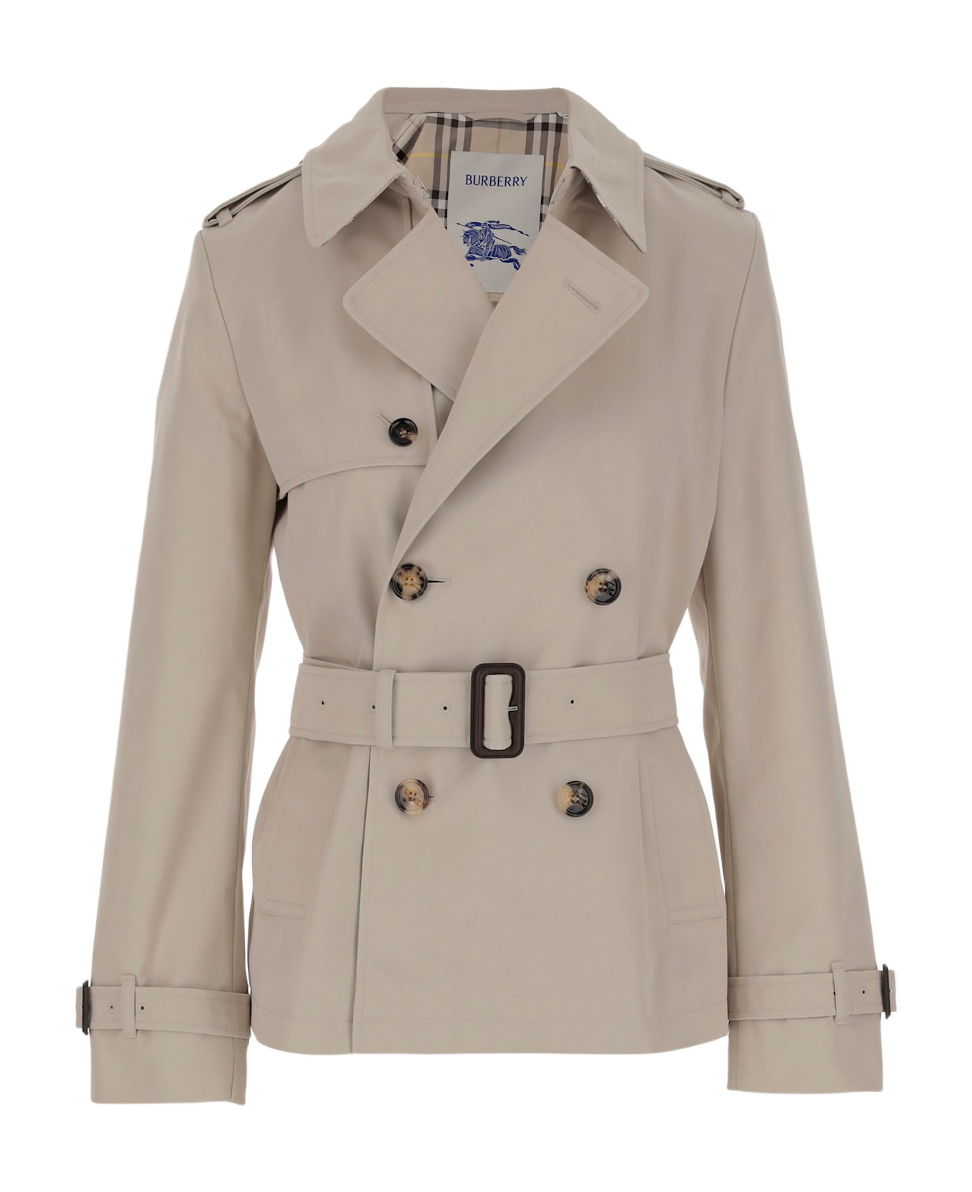 Burberry Cotton Blend Short Trench Coat - Beige