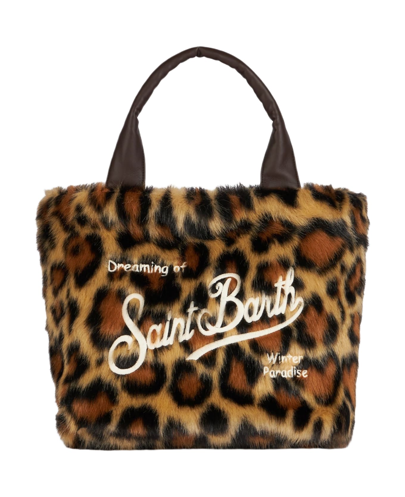 MC2 Saint Barth Furry Soft Colette Handbag With Animalier Jacquard Print - BROWN