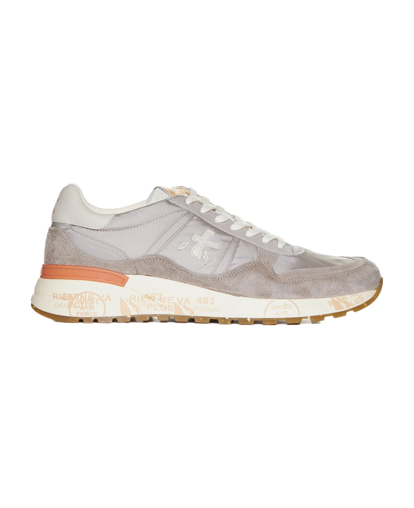 Premiata Landeck Leather, Nylon And Suede Sneakers - Grey