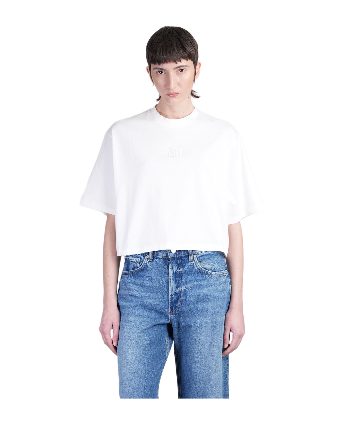Anine Bing Myers T-shirt In White Cotton - white