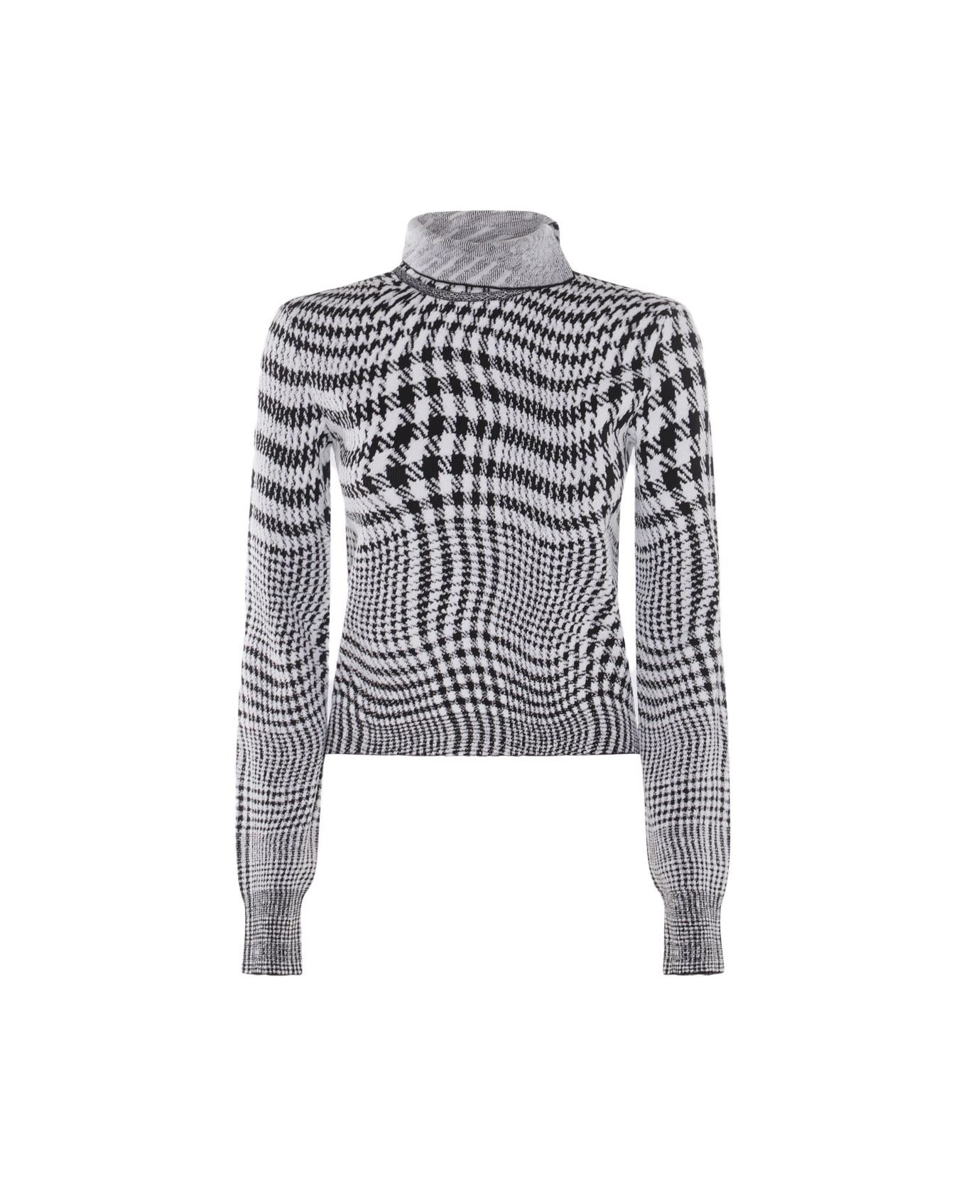 Burberry Black And White Wool Blend Pied-de-poule Sweater - Monochrome ip pttn