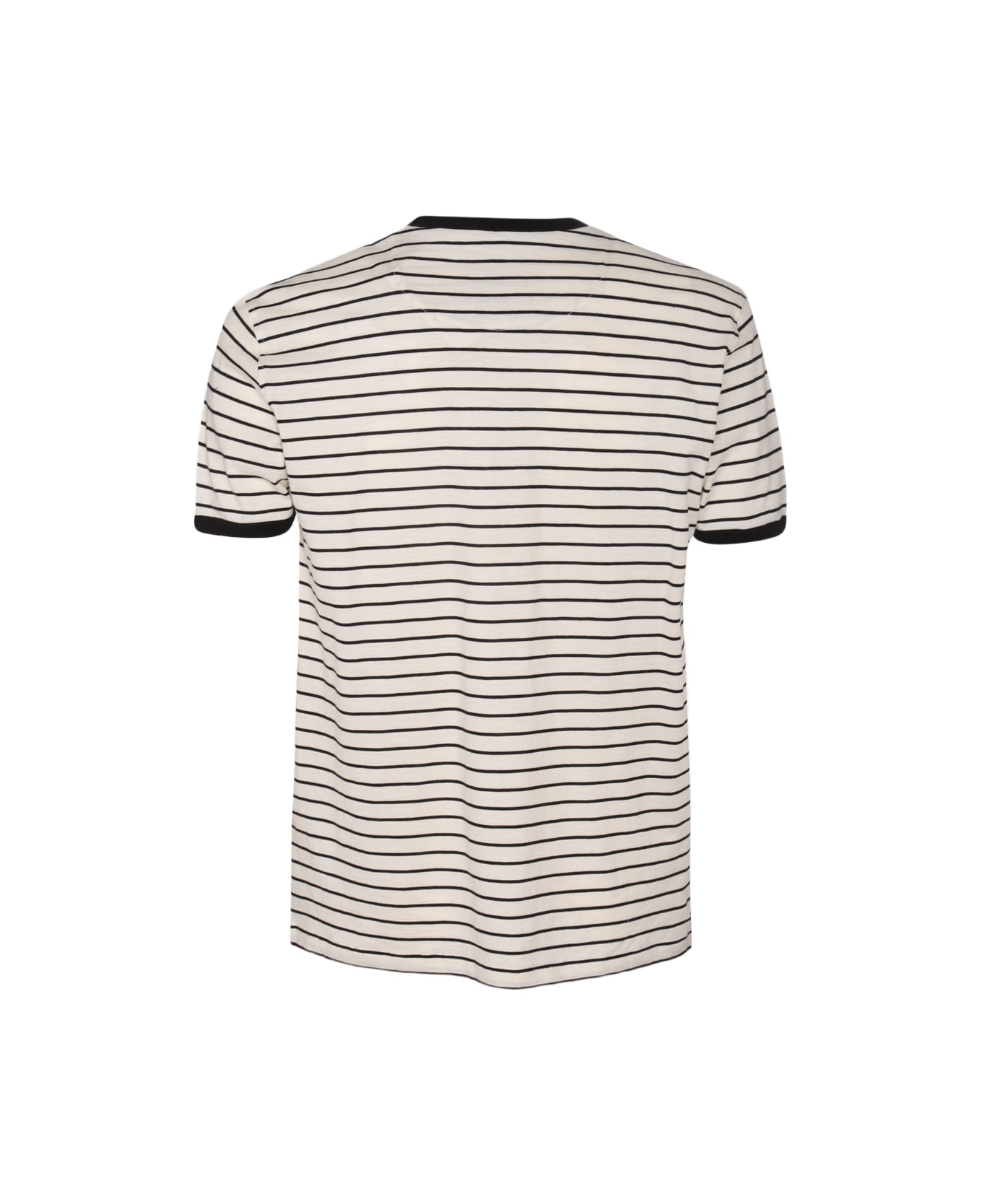 PT Torino Black And White Cotton Stripe T-shirt - Black