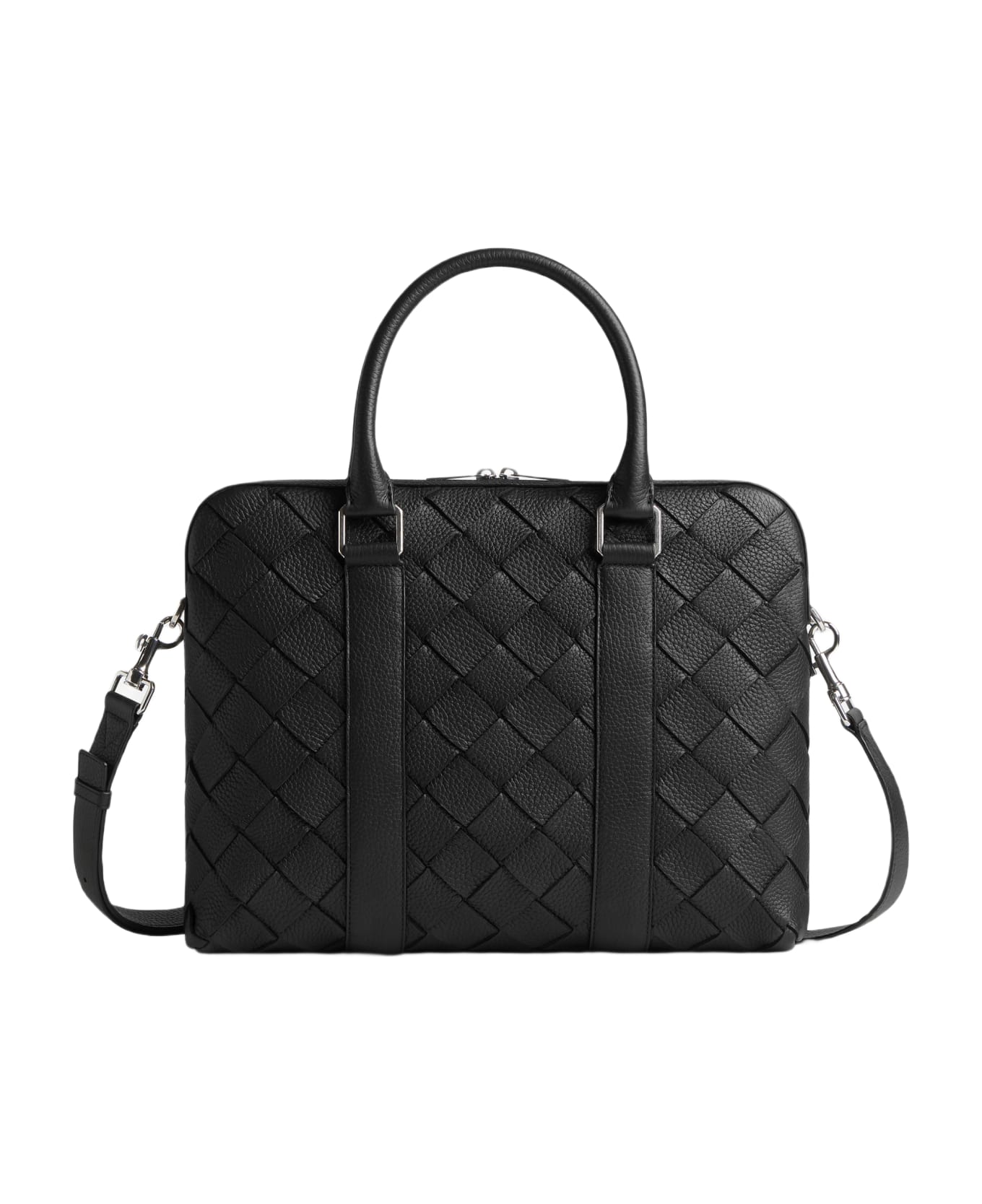 Bottega Veneta Intrecciato Business Bag - Black