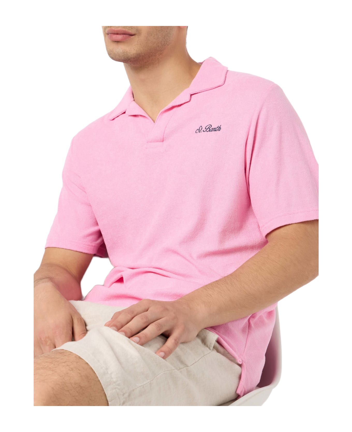 MC2 Saint Barth Man Pink Terry Polo Shirt Jeremy - PINK